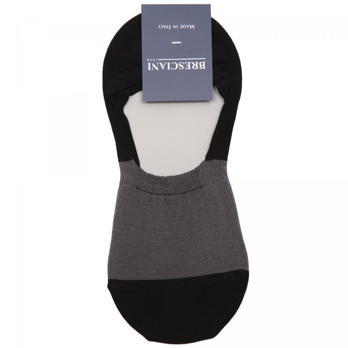 BRESCIANI Cotton Nylon Bicolor Socks for Men - Black Grey Striped Casual Athletic Socks - Comfortable & Breathable for Running, Gym, Workout, and Daily Wear
