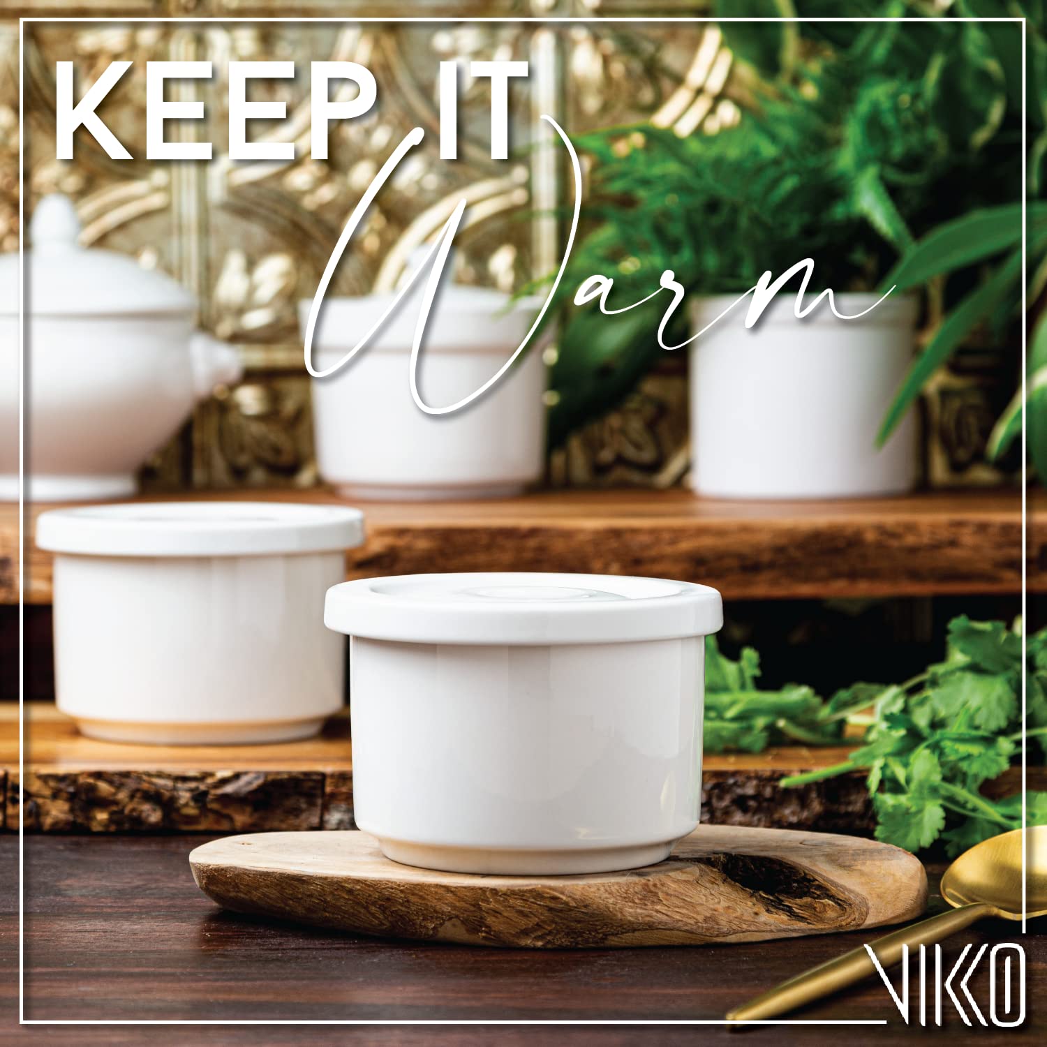 Vikko 10 oz White Ceramic Soup Crocks with Lids - Set of 6 Microwave & Dishwasher Safe Soup Bowls - Perfect for French Onion Soup, Ramen, and Home Dining