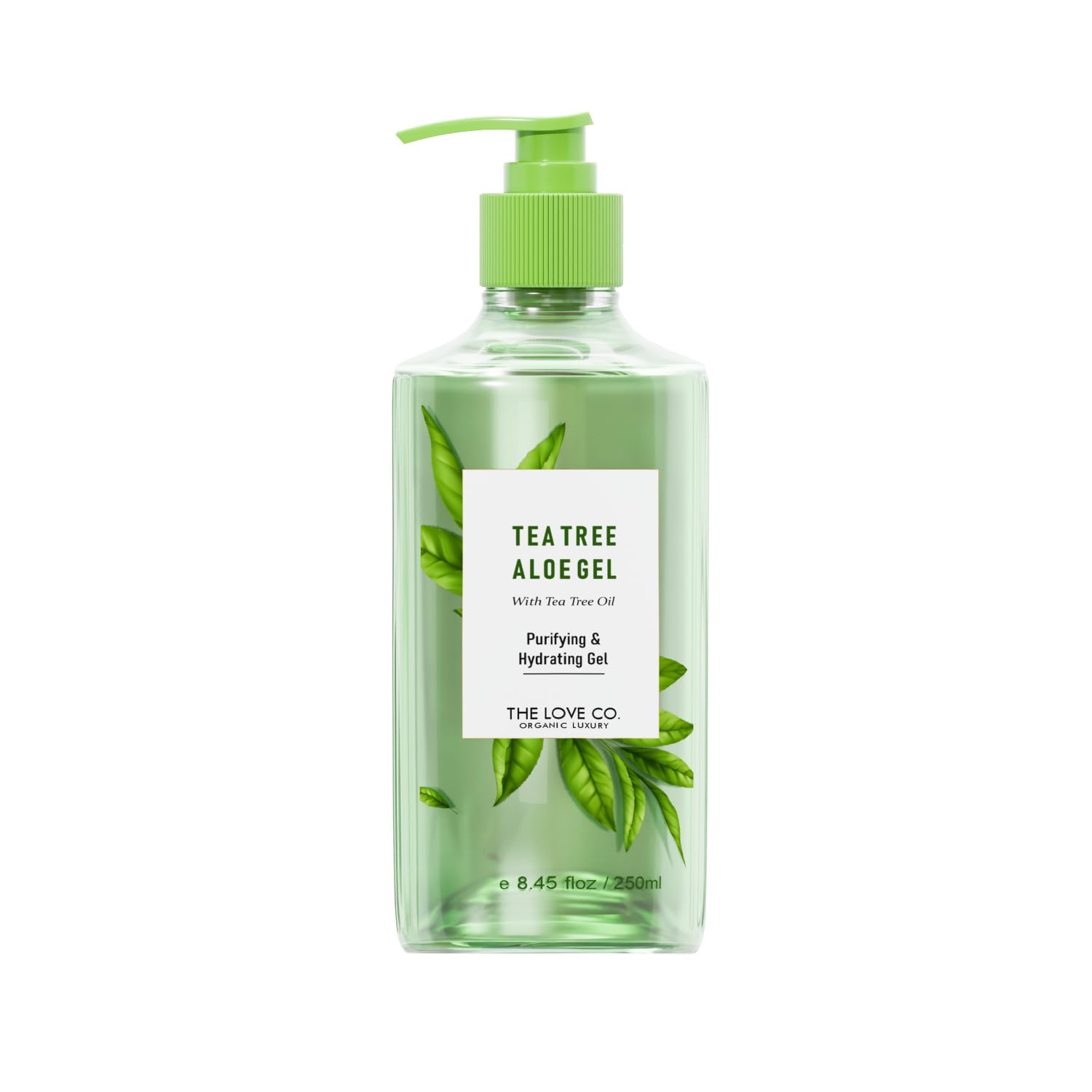 THE LOVE CO Aloe Vera & Tea Tree Oil Gel - 250ml | Natural Acne Treatment & Skin Soothing Moisturizer | Hydrating Face and Body Gel for Dry, Sensitive Skin | Perfect for Daily Skincare Routine & Post-Sun Care