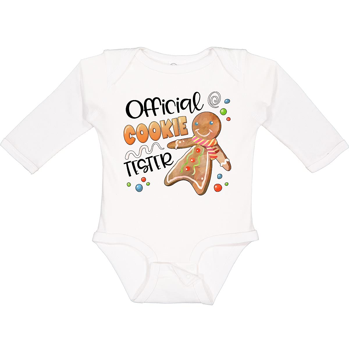 Inktastic Official Cookie Tester Cute Gingerbread Long Sleeve Baby Bodysuit - Perfect for Christmas Photos, Holiday Parties & Newborn Gifts