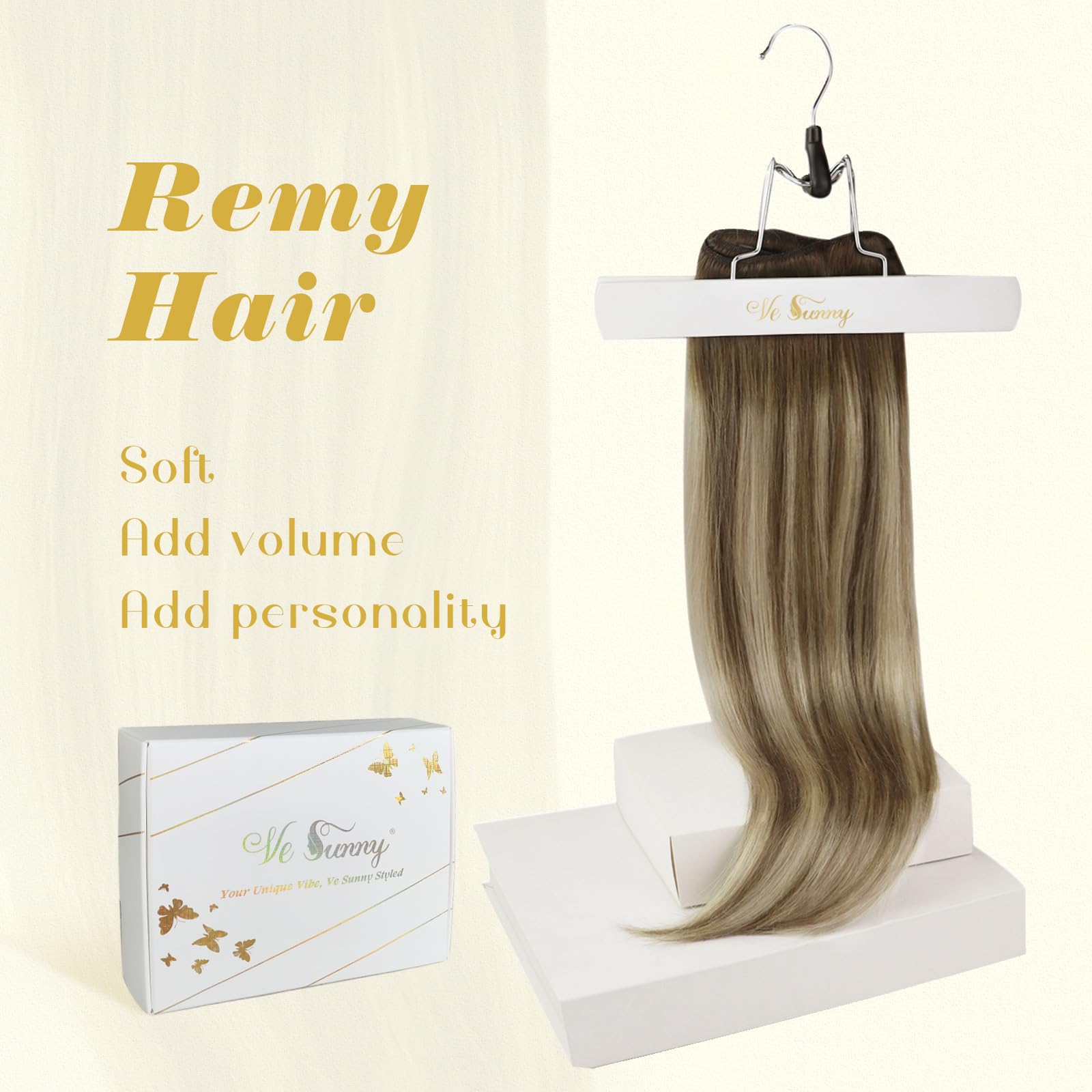Ve Sunny Balayage Clip-in Human Hair Extensions - Dark Brown to Light Brown Blonde Mix, 20 Inch 7-Piece Set (120g) - Natural Looking Hair Extensions for Women | Perfect for Parties, Weddings & Everyday Styling