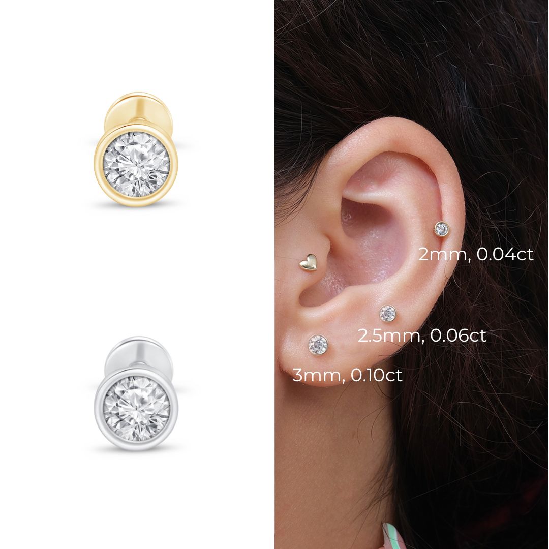 14K Yellow Gold Round Gemstone Flat Back Stud Earrings - Bezel Set for Secure Wear | Perfect for Daily Use, Gifts & Special Occasions