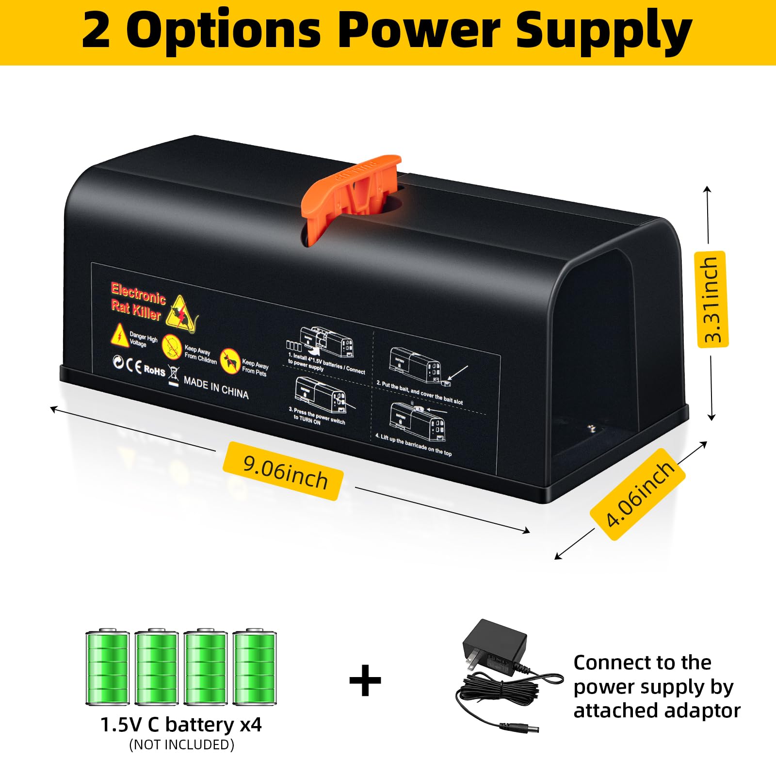 2024 Rechargeable Electric Mouse Trap Zapper - Humane Battery Operated Rat Trap with Anti-Escape Baffle for Indoor & Outdoor Use - Effective Rodent Control for Home, Garage, Basement and Yard (Eco-Friendly & Reusable) - Perfect for Kitchen Pantry Protection, Attic Rodent Removal and Garden Pest Control