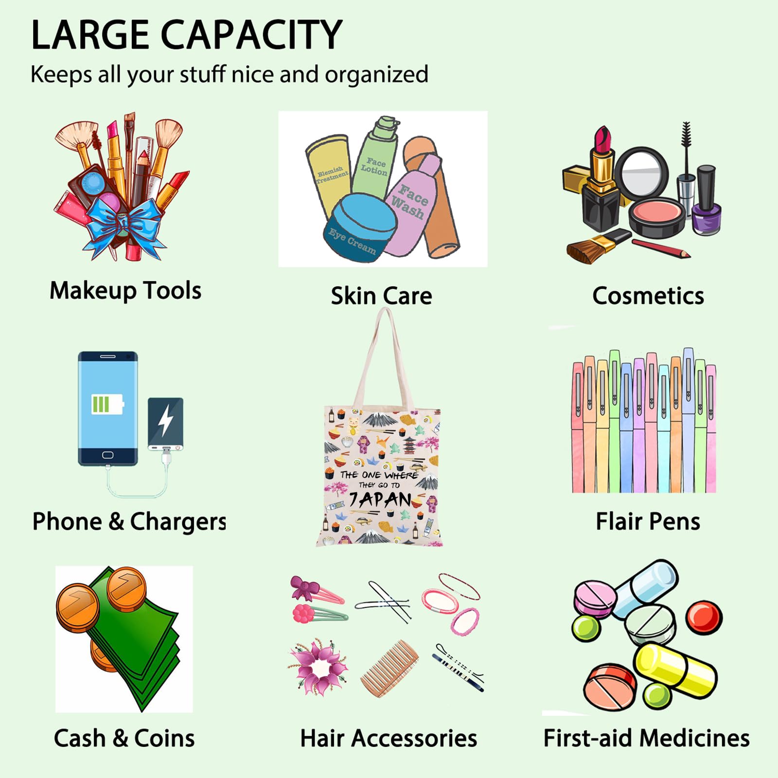 Japanese Foodie Travel Makeup Bag - Souvenir Gift for Trip & Housewarming