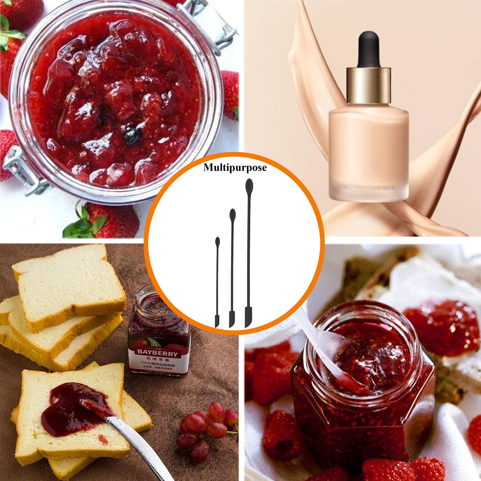 6-Pack Mini Silicone Spatulas - Reusable Double-Ended Small Jar Spoons for Kitchen Baking, Cosmetics & Beauty Products | Perfect for Jars, Bottles, Creams & Tight Containers