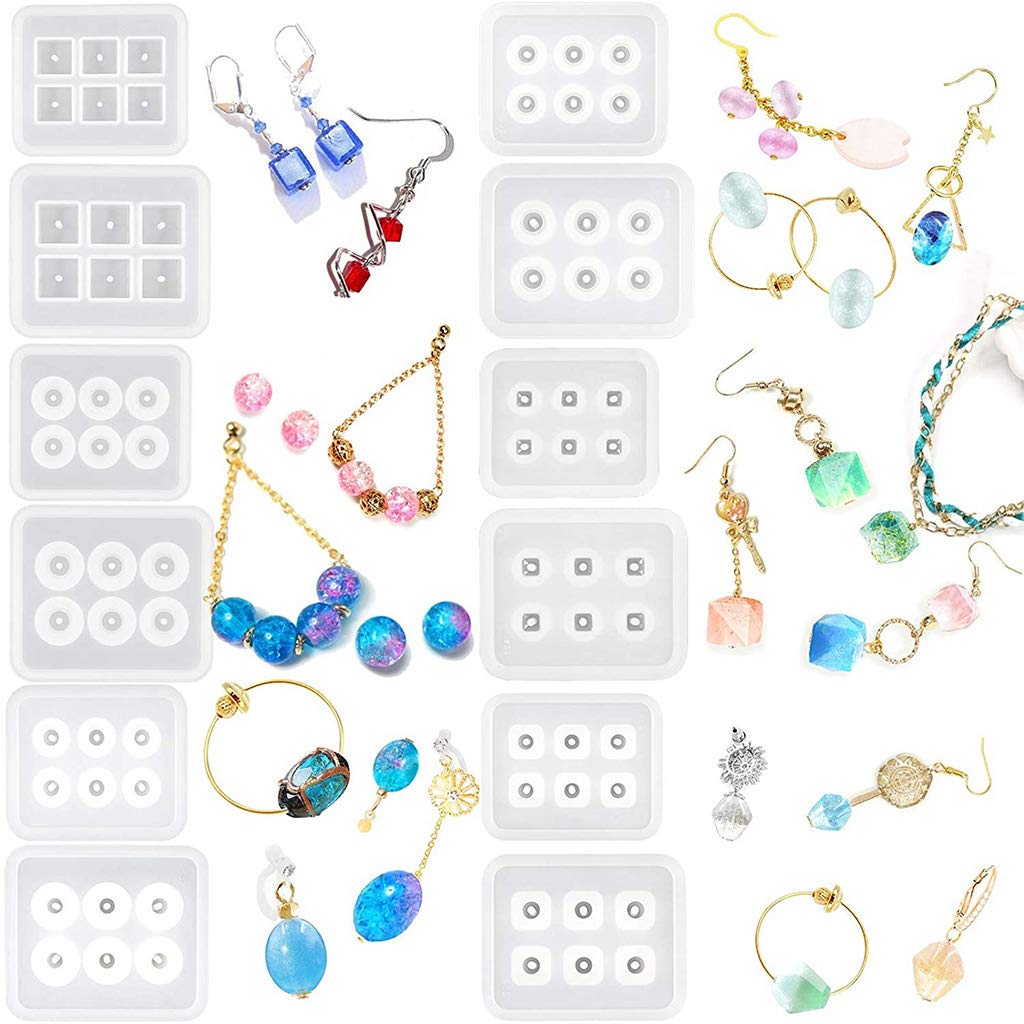 12-Piece DIY Crystal Epoxy Resin Mold Set for Bracelets & Necklaces - Silicone Beaded Jewelry Molds for Resin Casting - Perfect for DIY Jewelry Making, Home Decor, and Craft Projects