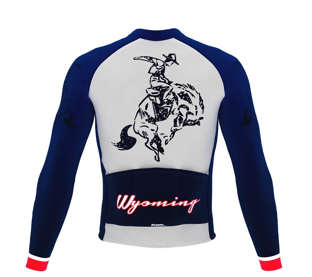 ScudoPro Pro Thermal Long Sleeve Cycling Jersey for Men - Wyoming USA State Icon Design, Cold Weather Bike Riding Gear for Outdoor Cycling & Mountain Biking