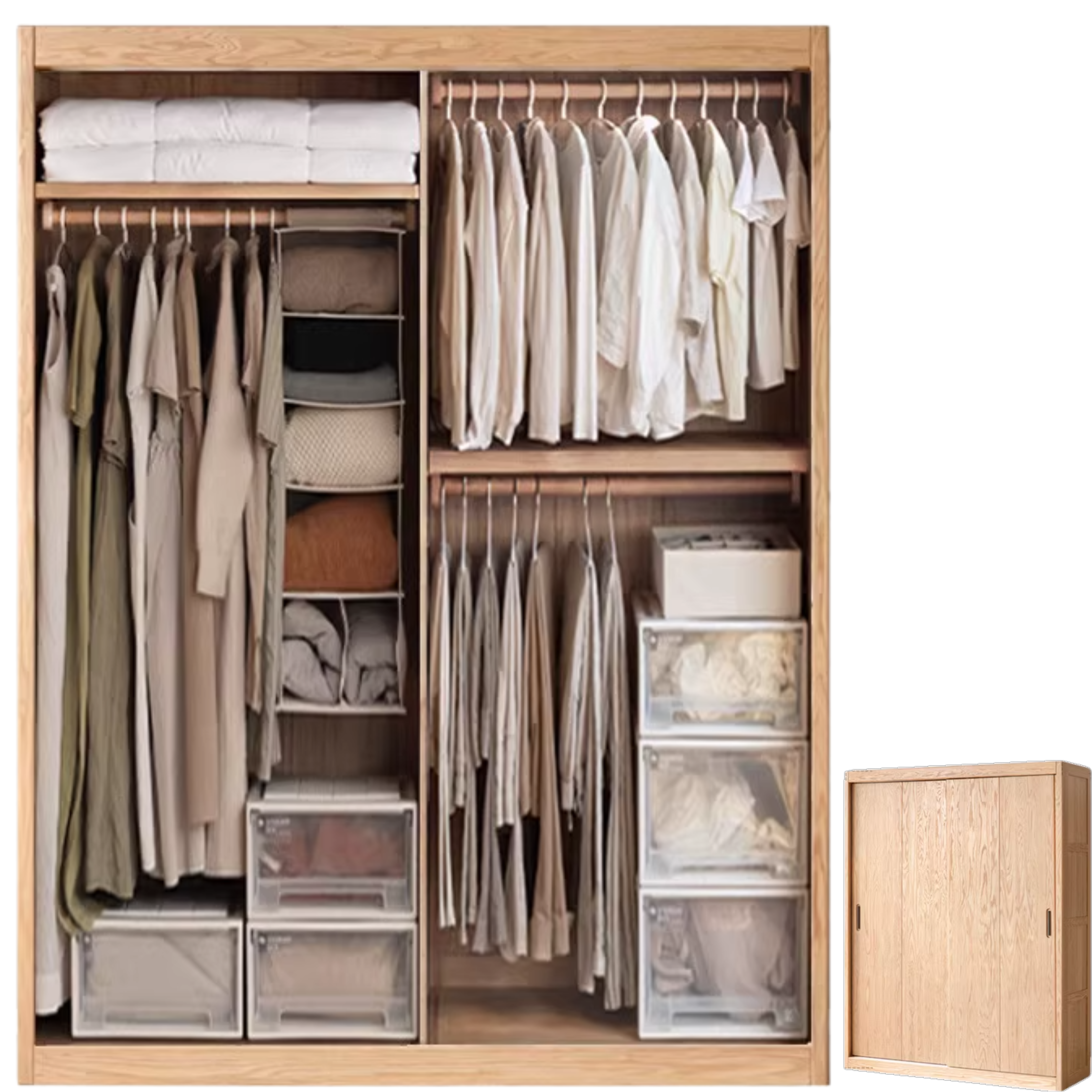 70.9x24.4x78.7 inch /180x62x200сm / Natural Wood Color/  Ash Wood wardrobe (hanging clothes)