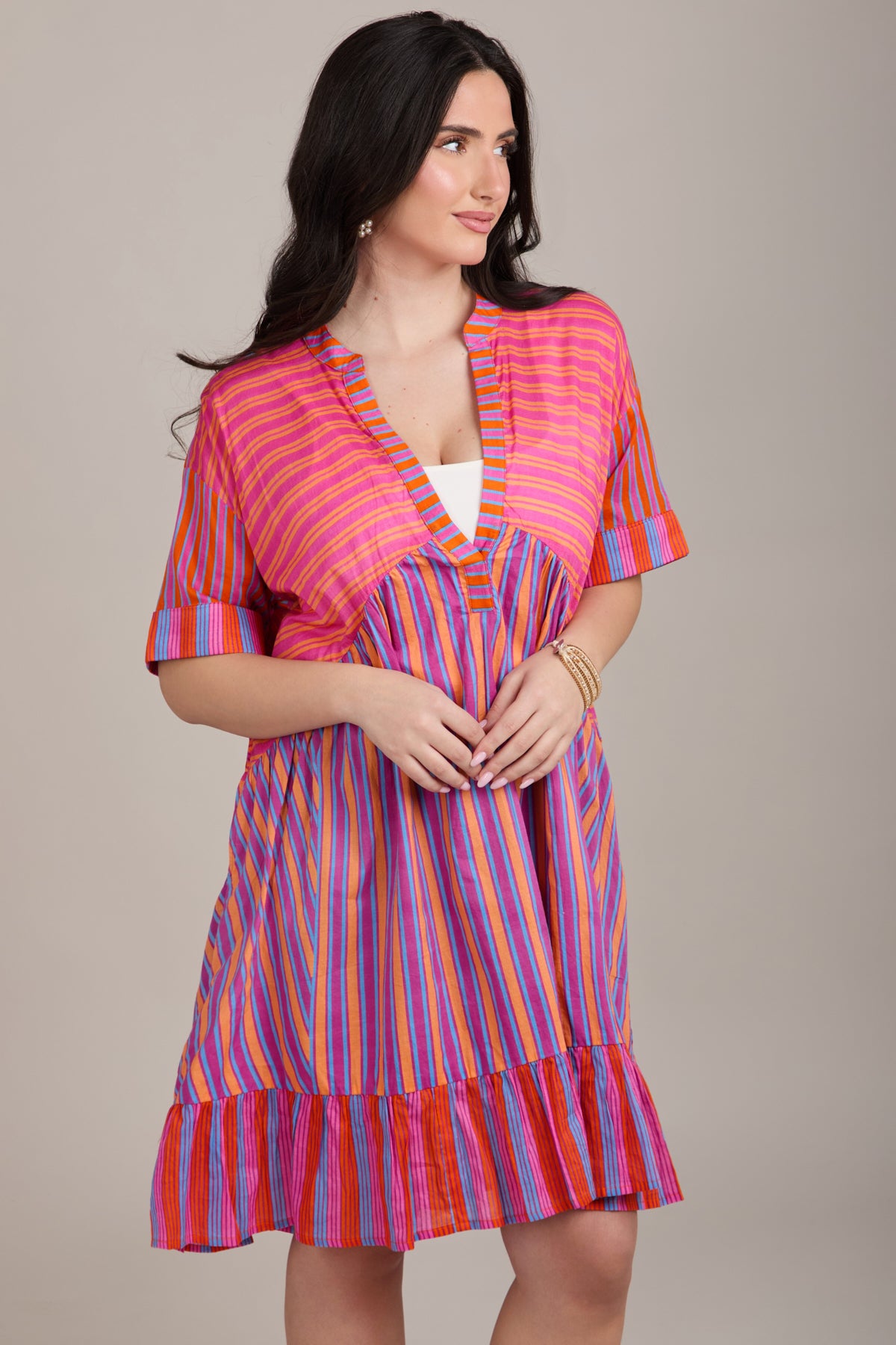 Stylish Bold Striped Cover Up Dress for Women - Perfect for Beach, Pool, and Summer Vacations