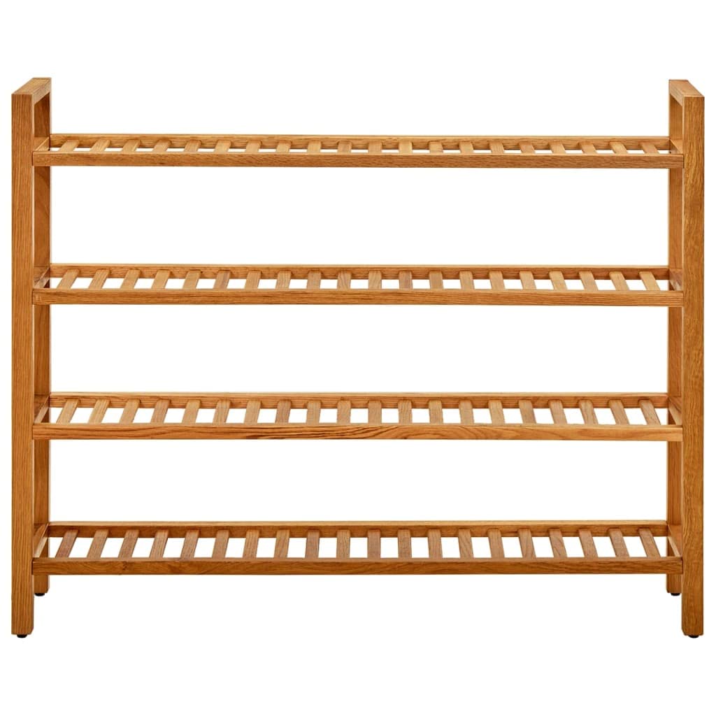 Solid Oak Wood Shoe Rack with 4 Shelves - 39.3