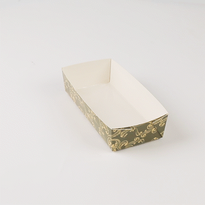 Bake Tek 14 oz Dark Green Vintage Floral Paper Baking Tray - Greaseproof & Eco-Friendly - 7.75
