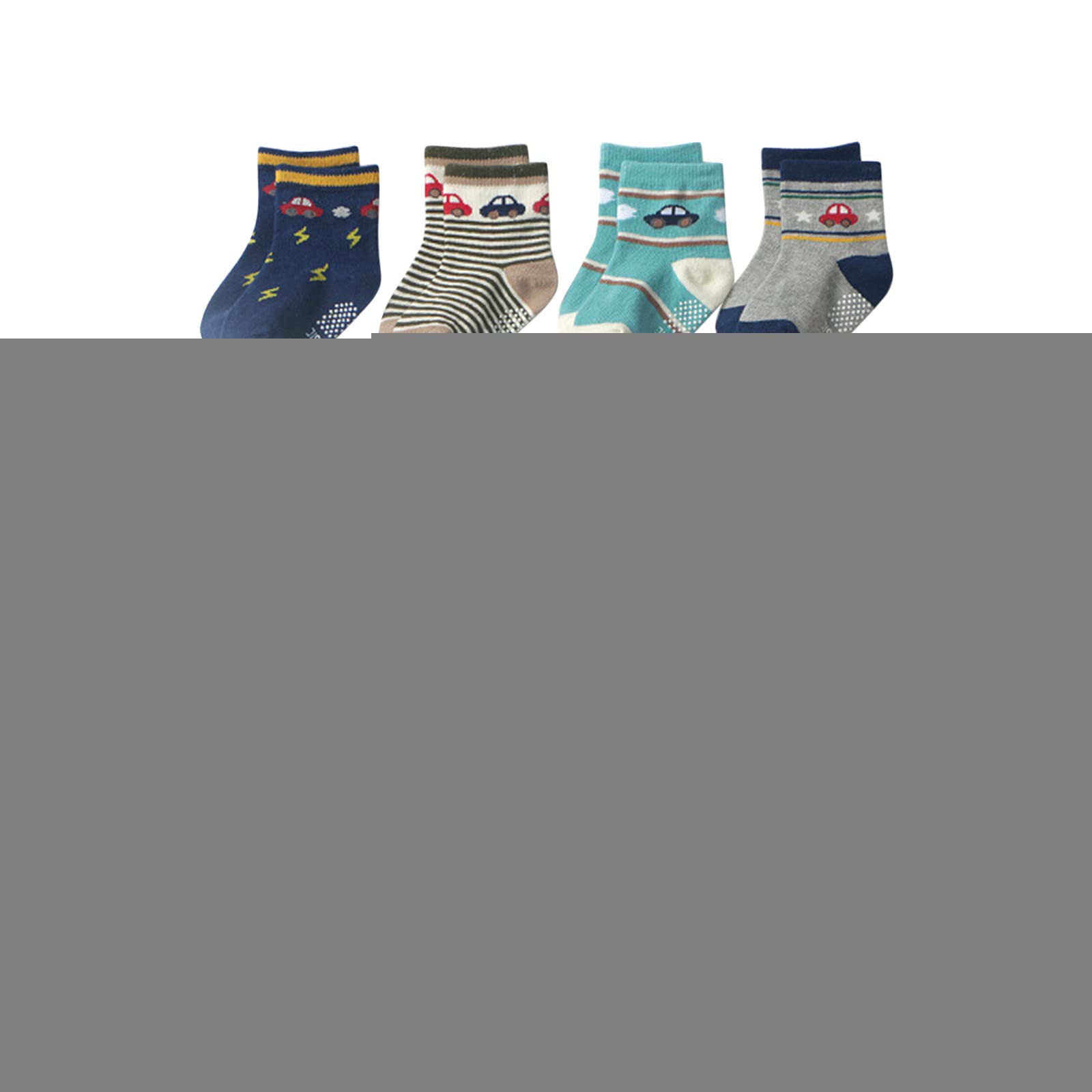 12 Pack Non-Slip Baby Socks for Newborns & Toddlers - Unisex Cartoon Print Floor Socks for Girls & Boys - Perfect for Playtime, Crawling & Home Safety
