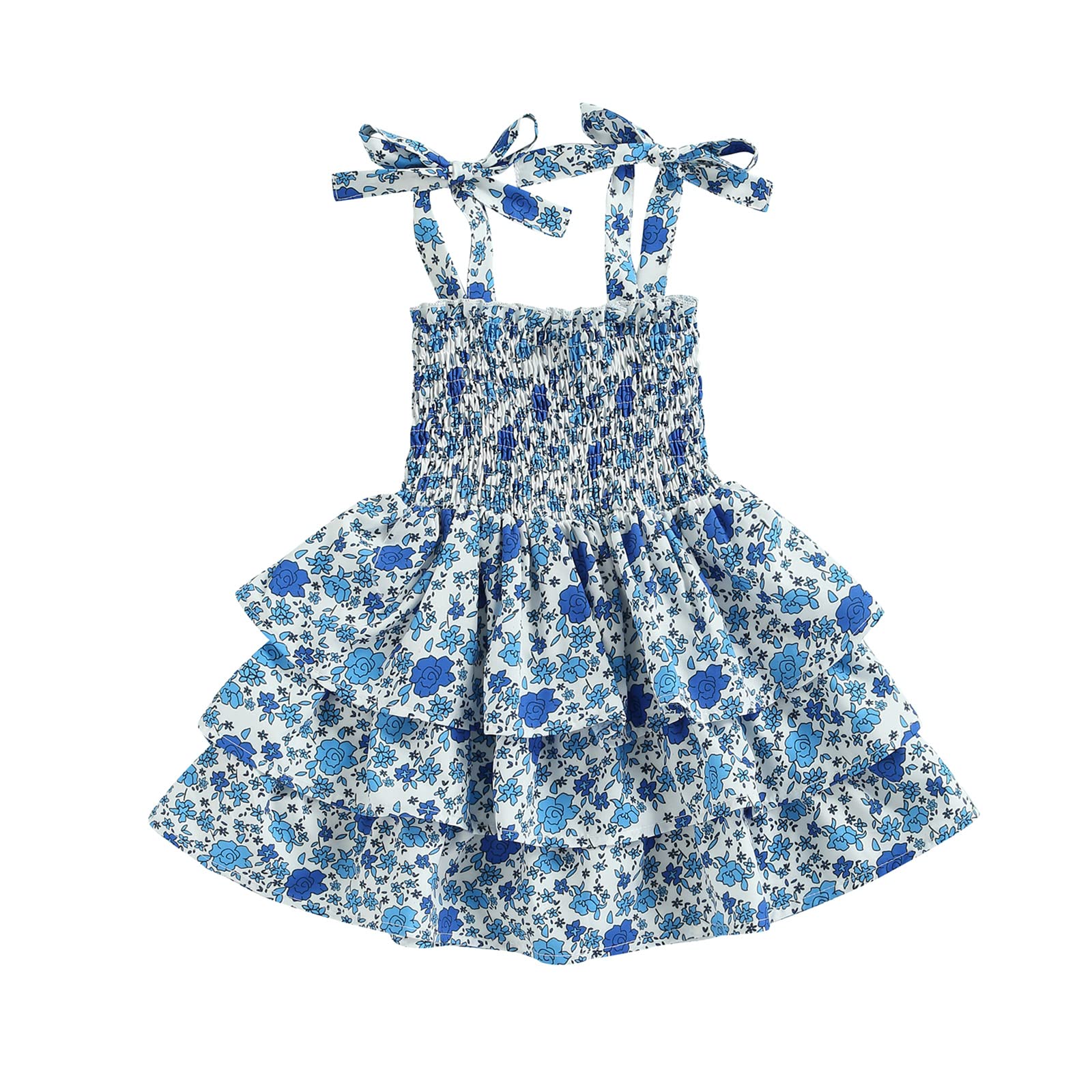 Floral Suspenders Summer Dress for Toddler Girls 0-4 Years - Sleeveless Layered Baby Dress for Playdates & Outdoor Activities