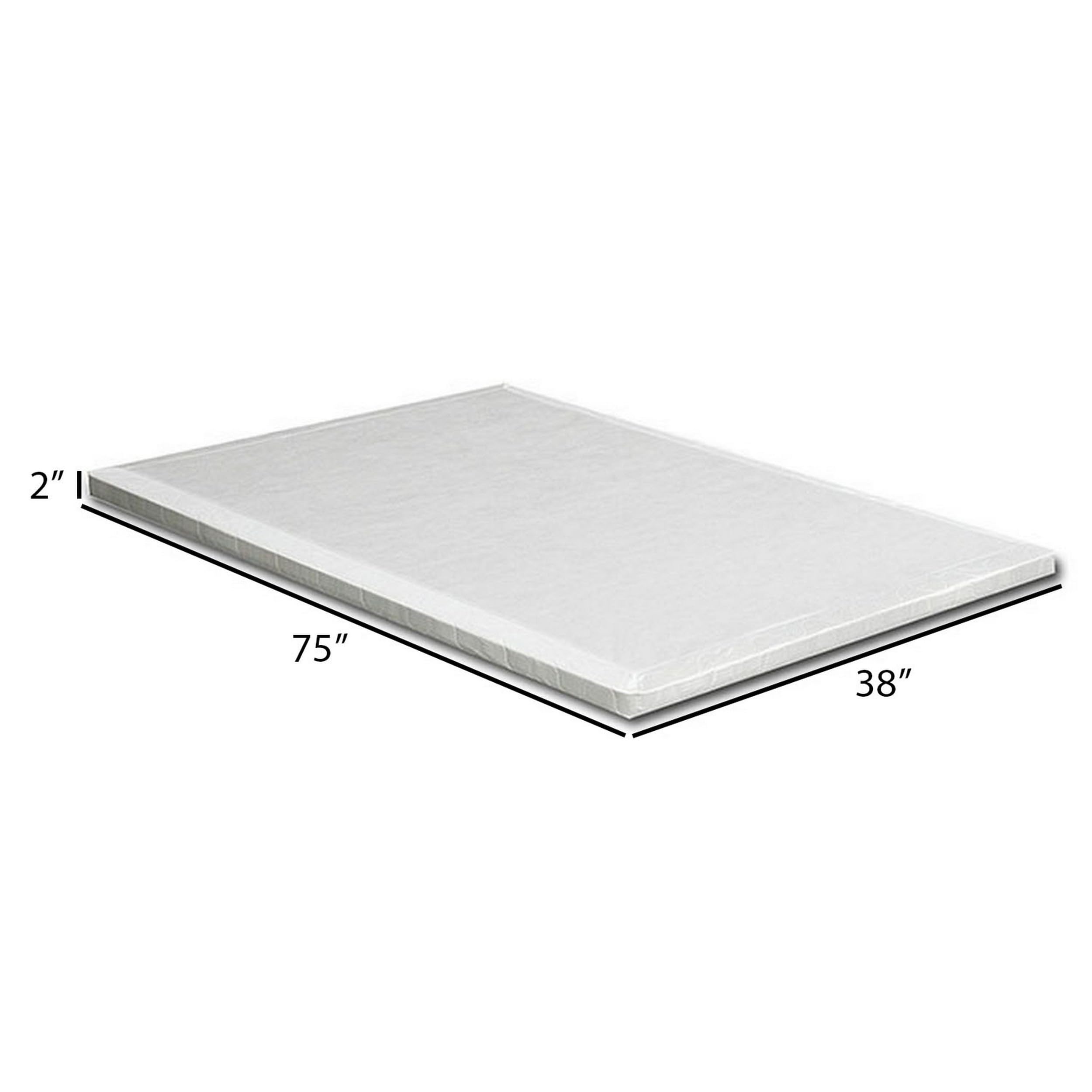 Benjara Amo 2 Inch Twin Size Bunkie Board - Foam Mattress Foundation with Slats, White | Perfect for Bunk Beds, Trundle Beds & Platform Beds