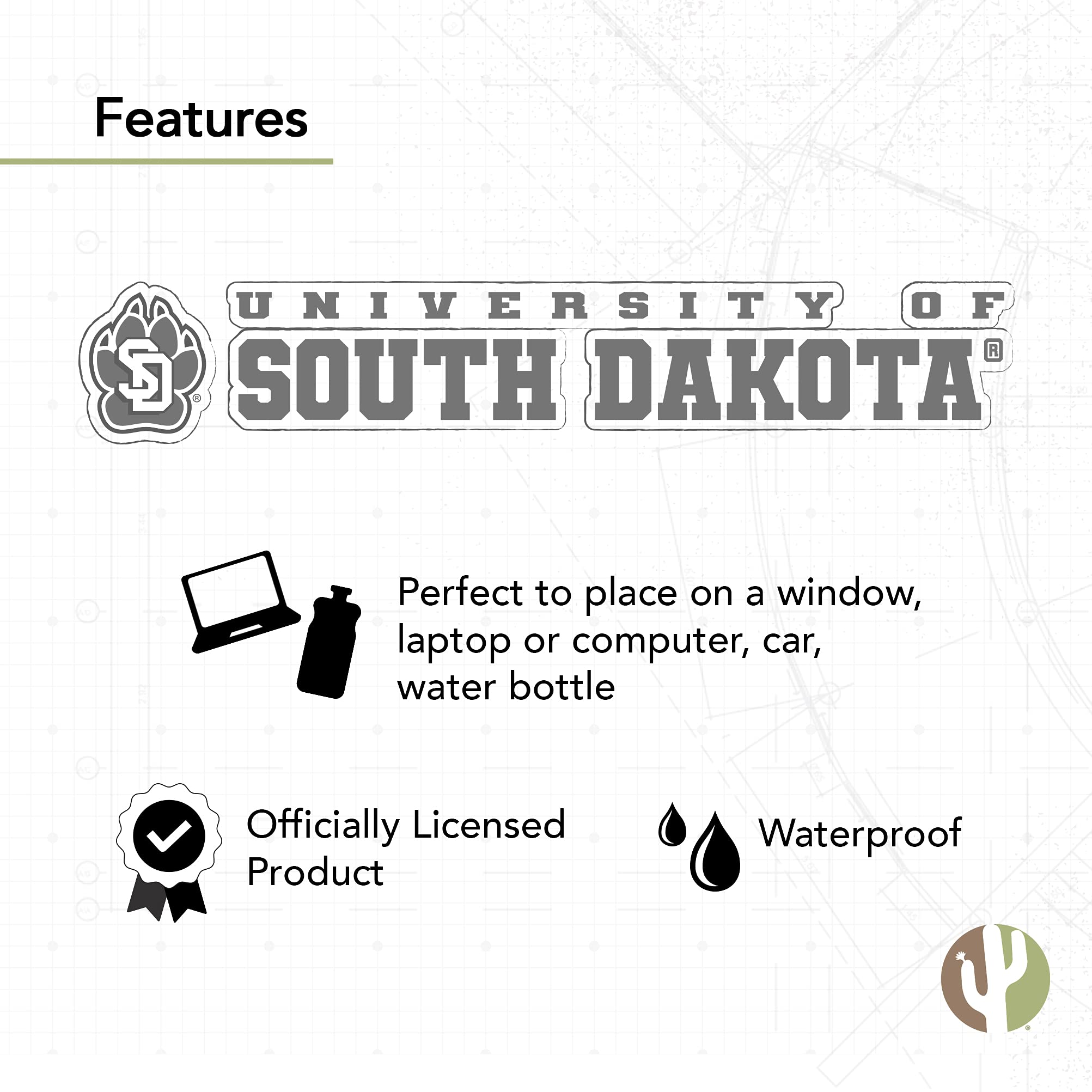 University of South Dakota Logo Vinyl Sticker Decal - 8 Inch Waterproof Laptop, Water Bottle, Car, Scrapbook Decoration for College Pride & School Spirit