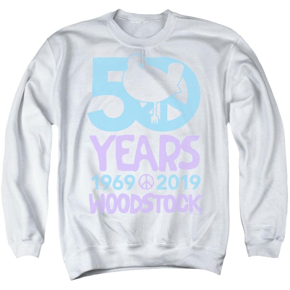 Woodstock 50 Simple - Soft Cotton Crewneck Sweatshirt for Men & Women | Vintage Style Unisex Pullover | Casual Wear, Lounge & Outdoor Activities