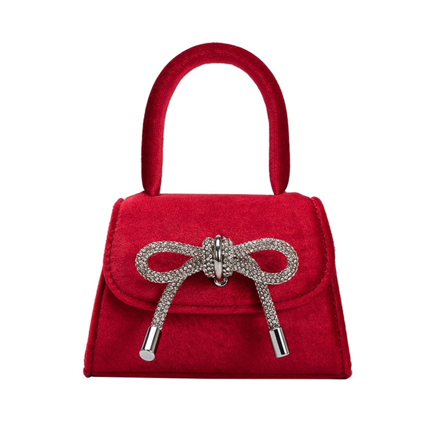 Melie Bianco Women's Sabrina Velvet Top Handle Handbag - Red Velvet Evening Clutch for Parties, Weddings & Special Occasions