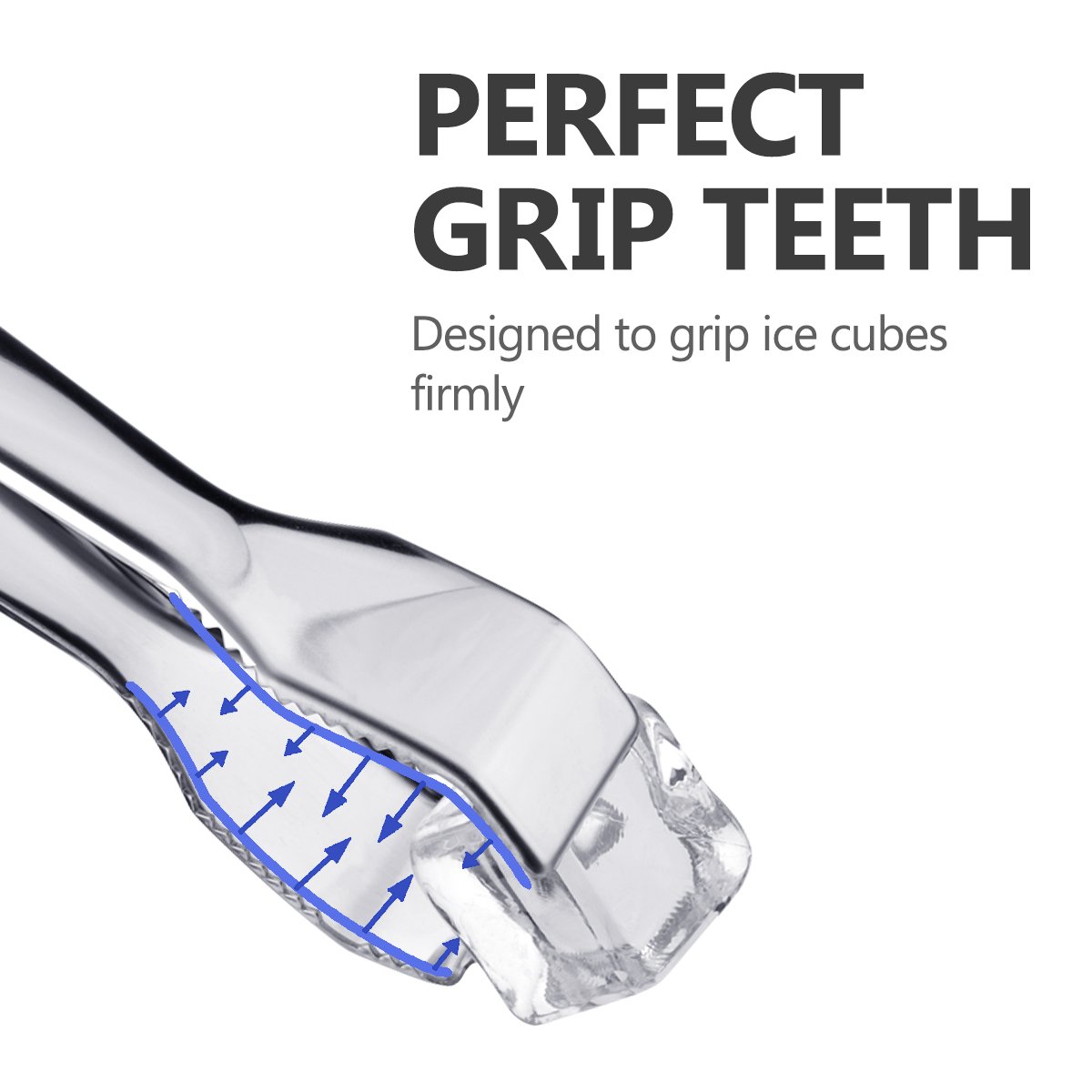 Stainless Steel Ice Tongs with Claw Grip Teeth - 6.7 Inch Barware for Ice Buckets, Block Ice & Sugar Cubes - Perfect for Home, Kitchen, Hotel & Cocktail Party Serving (Silver)
