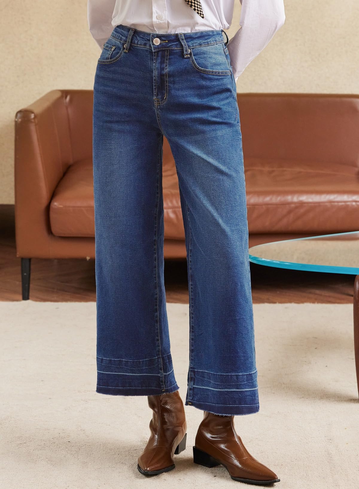 Stylish Women's High Waisted Wide Leg Jeans - Trendy Straight Denim Pants for Casual & Office Wear | Zimbaplatinum Comfort Fit
