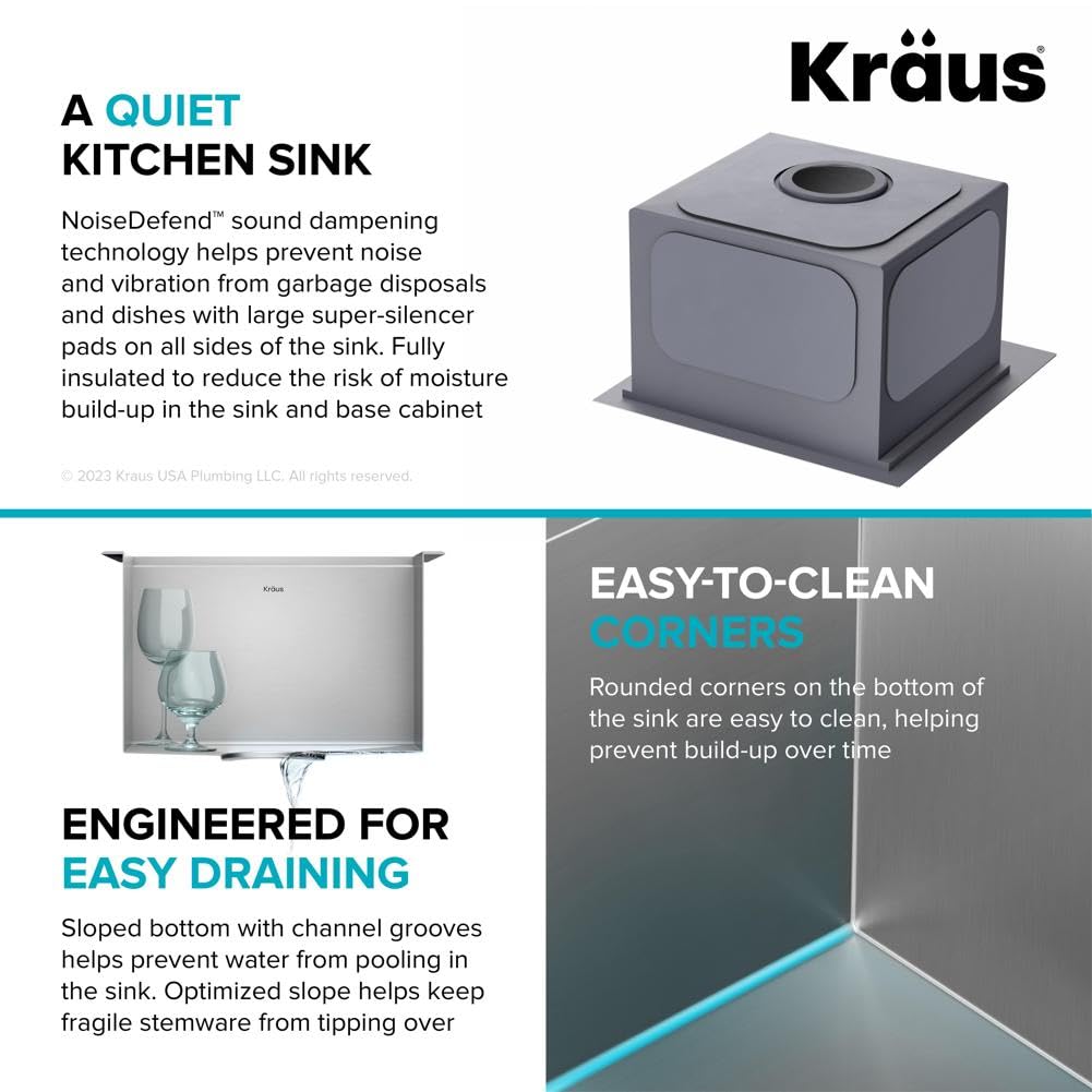 KRAUS Kore 15-Inch Drop-In/Top Mount Stainless Steel Kitchen Sink - 16 Gauge Single Bowl Bar Prep Sink with Accessories (Model KWT321-15) - Perfect for Small Kitchens, Bars, and Food Prep Stations