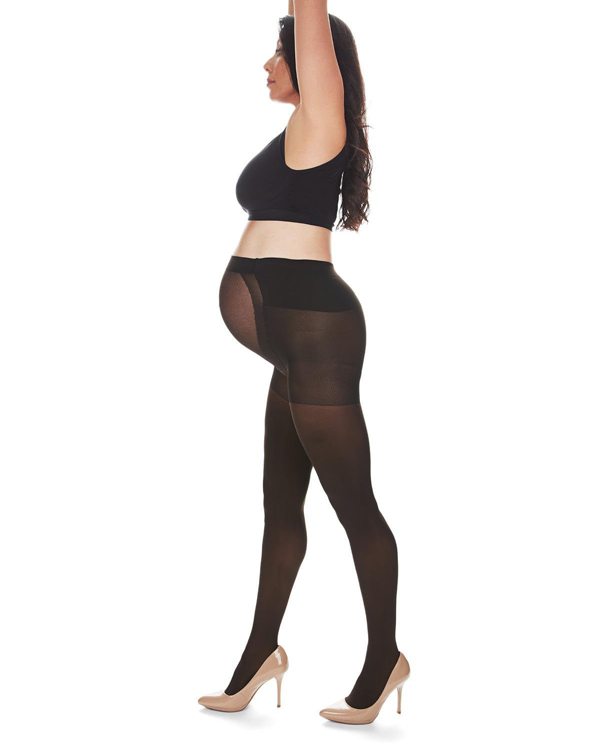 MeMoi Women's Microfiber 60 Denier Opaque Maternity Tights - Comfortable Pregnancy Leggings for Everyday Wear, Work & Yoga