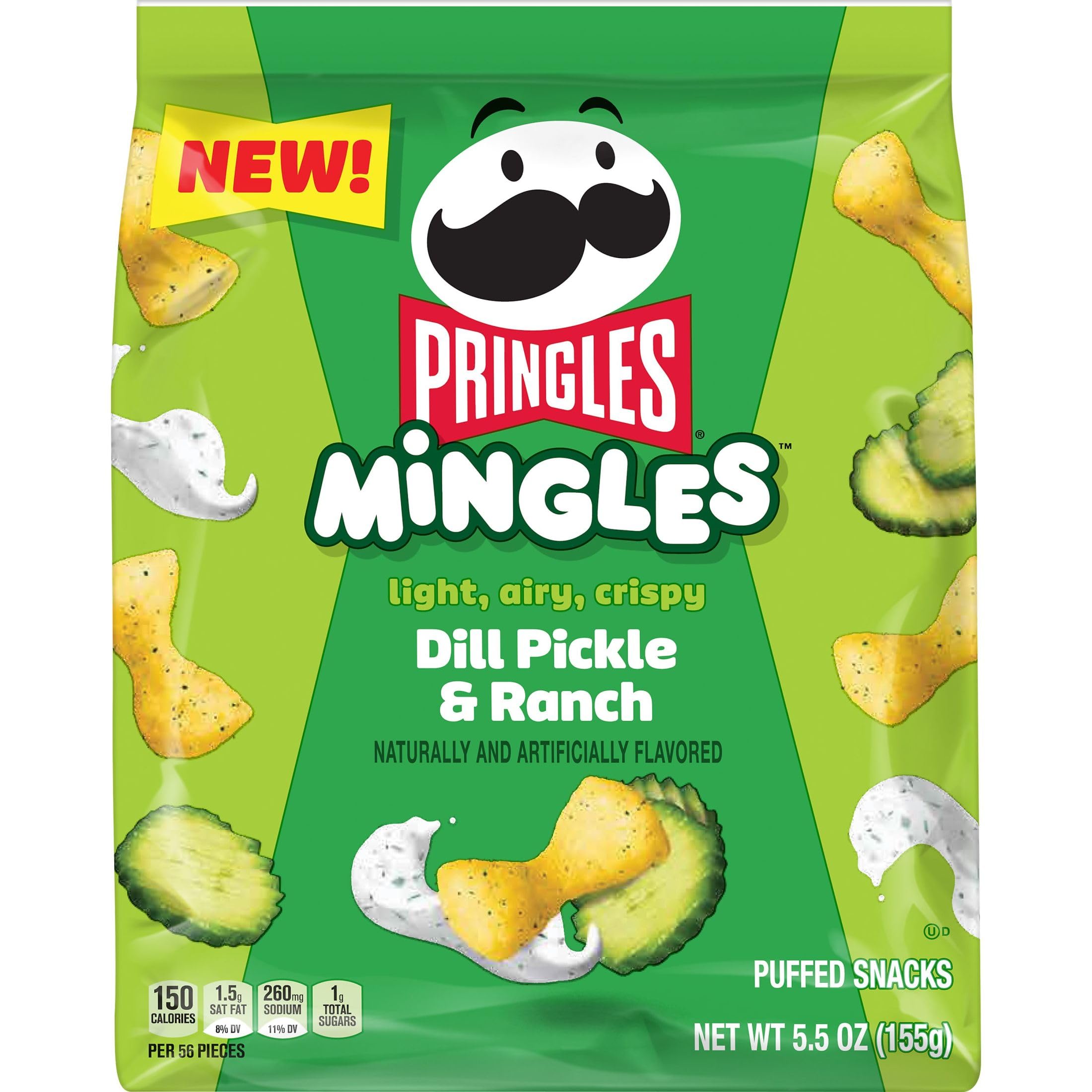 Pringles Mingles Puffed Snacks - Dill Pickle & Ranch Flavor - 6 Pack of Crunchy Salty Snacks for Parties, Road Trips & Movie Nights