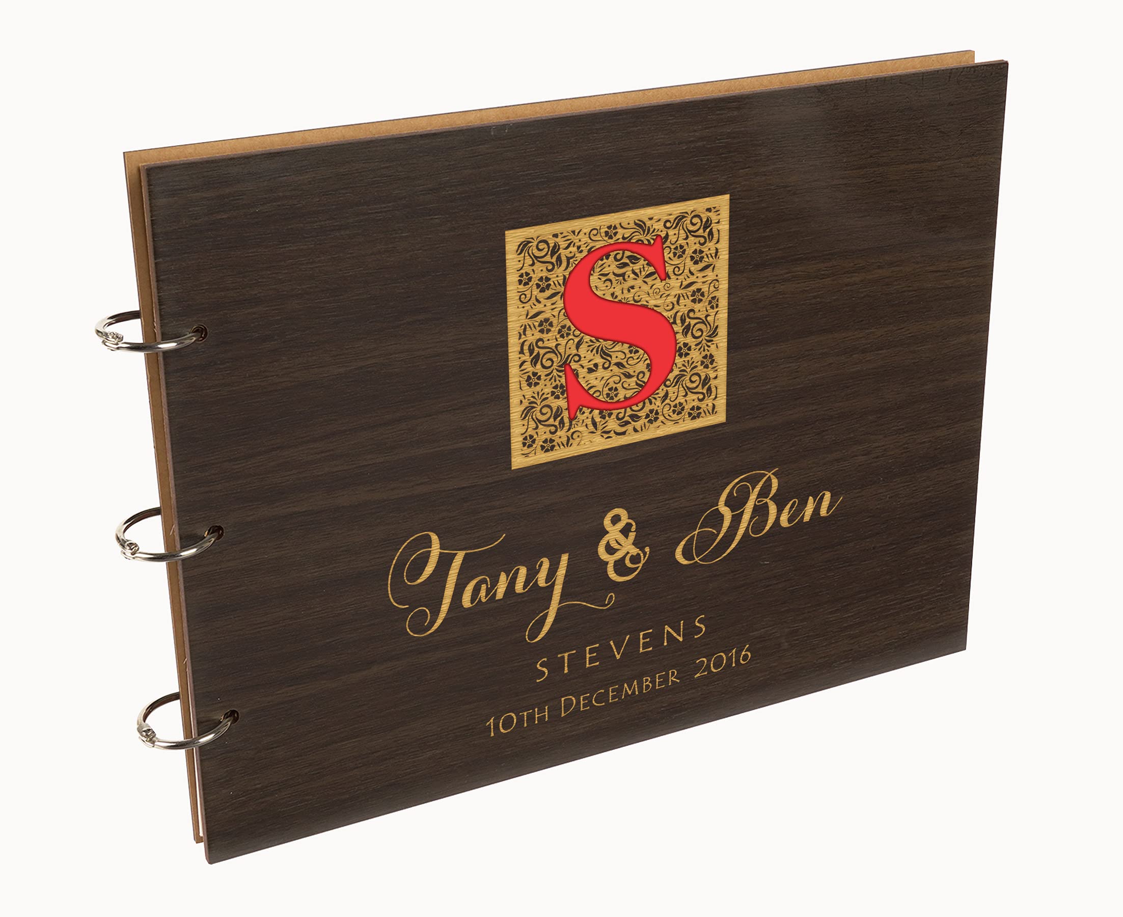 Personalized Laser Engraved Wedding Guest Book - Custom Wooden Cover Sign-in Registry for Bridal Shower, Anniversary & Special Events - Unique Keepsake Scrapbook for Couples