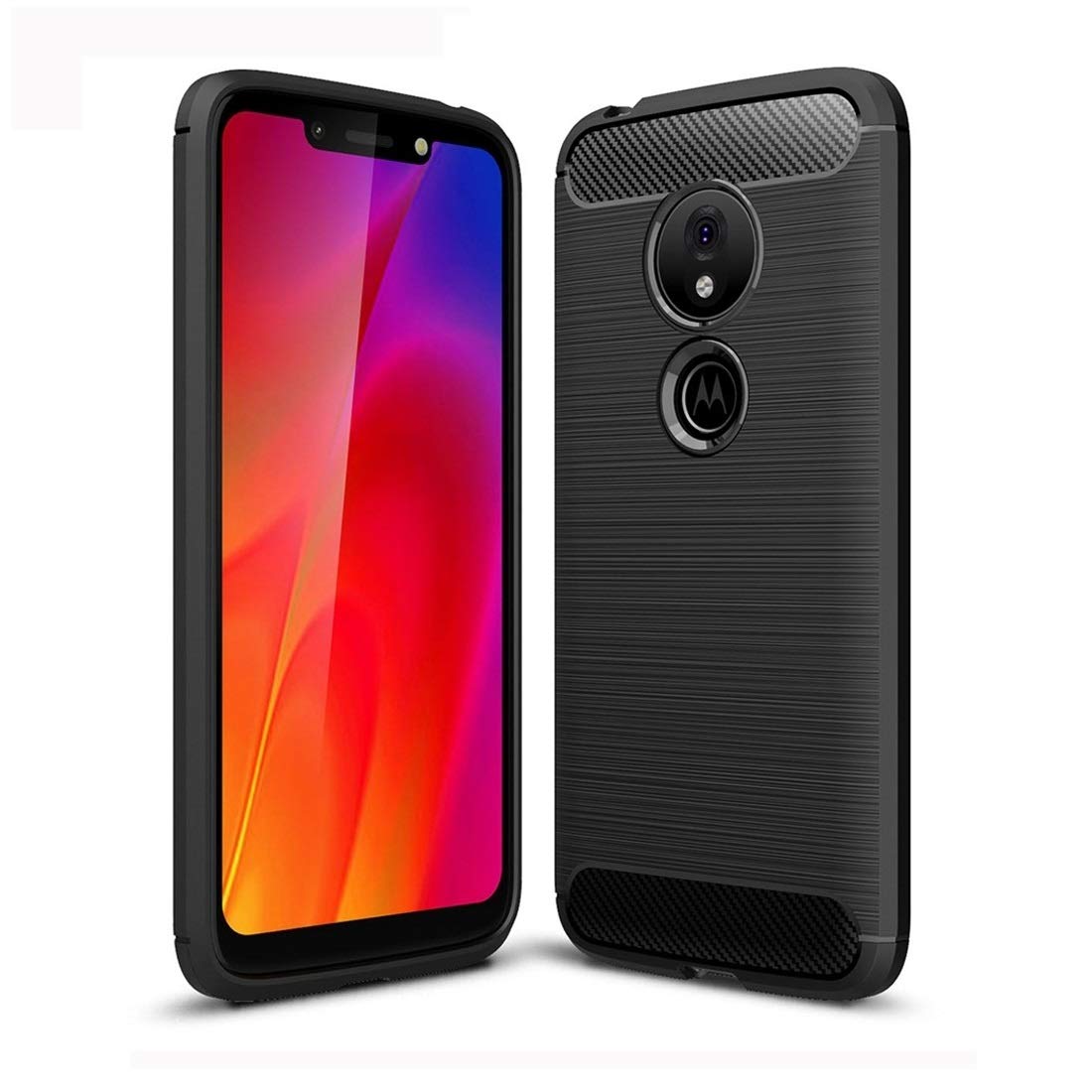 Premium Carbon Fiber TPU Case for Motorola Moto G7 Play - Slim Protective Phone Cover with Brushed Texture, Shockproof & Scratch Resistant (Black) - Perfect for Daily Use, Travel & Outdoor Activities