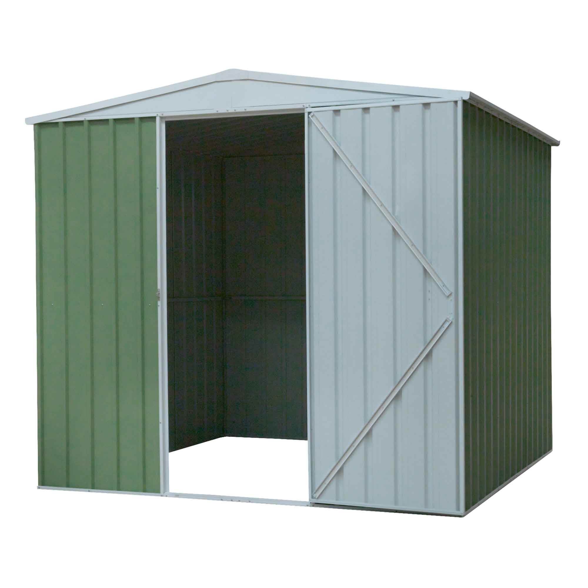Premium Galvanized Steel Outdoor Storage Shed - 7.5x7.5 FT Garden Shed with Apex Roof, Weather-Resistant Green Coating (Model DG115) - Perfect for Backyard Storage, Lawn Equipment & Outdoor Organization