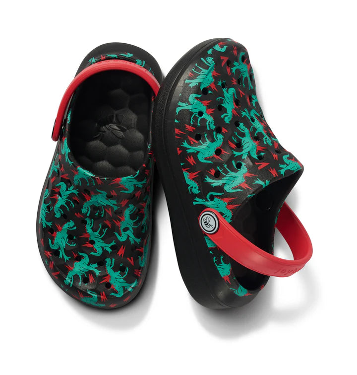 Joybees Dino Bolt Red Kids' Varsity Clogs - Comfortable Slip-On Shoes for Boys & Girls - Perfect for School, Playground & Outdoor Activities