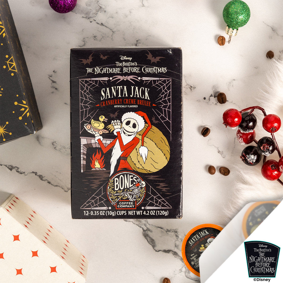 Santa Jack Bones Cups - Set of 12 Reusable Plastic Cups for Christmas Parties, Halloween Decorations & Themed Events