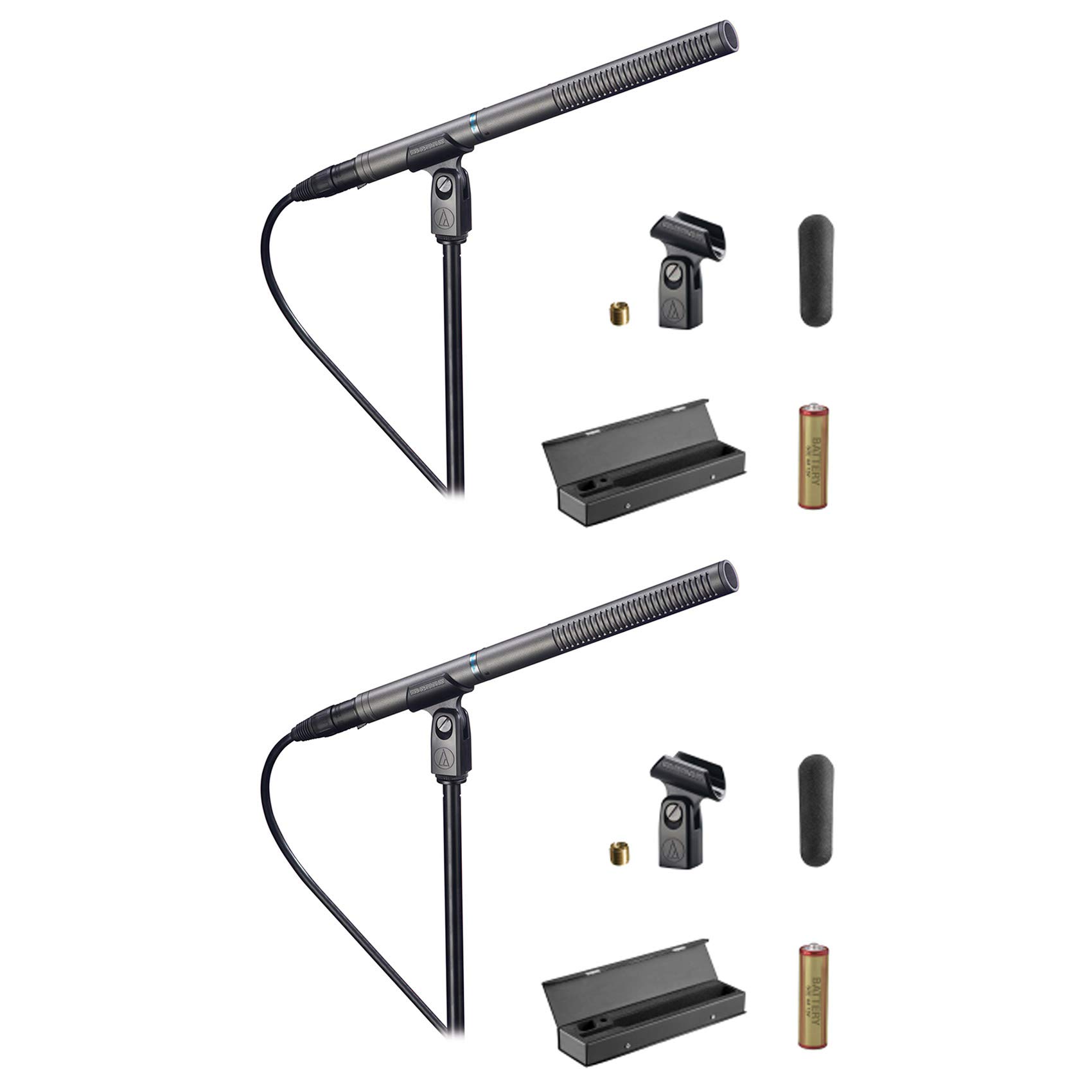 Audio-Technica AT897 Shotgun Condenser Microphone - Professional Video, Film & Broadcast Recording (2-Pack with Case) - Perfect for Documentary Filmmaking, Interview Recording & Studio Productions