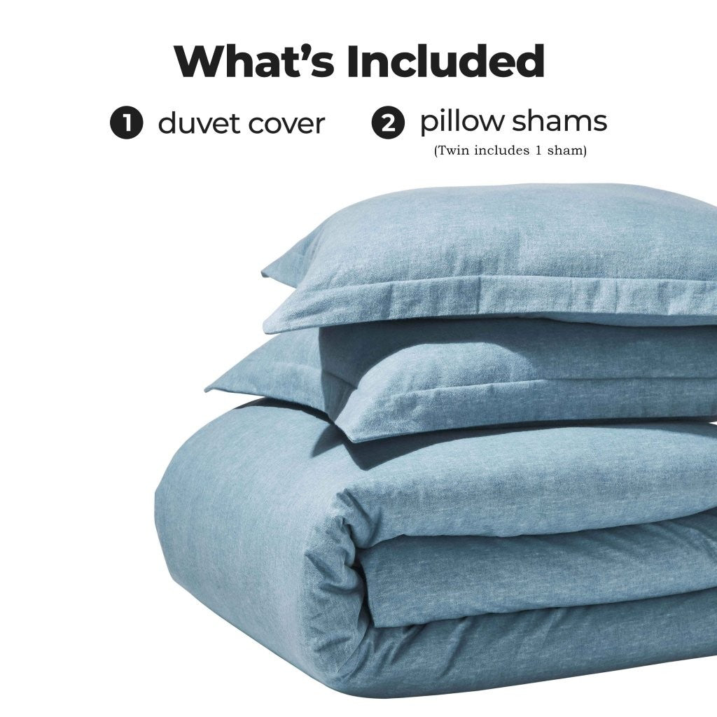 Soft Melange Flannel Cotton Two-Toned Brushed Duvet Cover Set - Cozy Bedding for Winter Nights & Guest Room Comfort