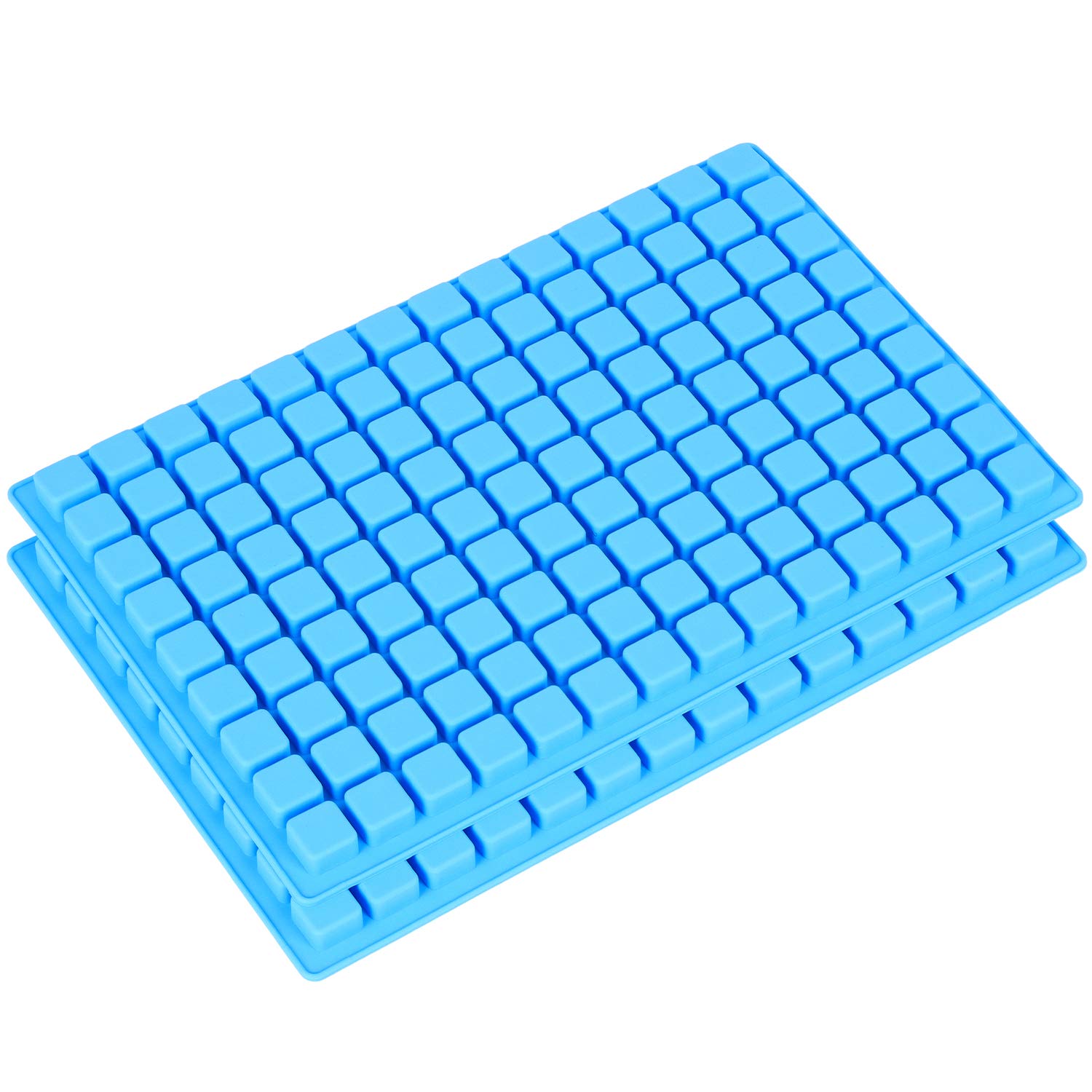 Premium 2-Pack Silicone Candy Molds - 126-Cavity Mini Square Chocolate Molds for Gummy, Jelly, Truffles, Pralines & Caramels | Reusable Ice Cube Tray Molds (Blue) | Perfect for Baking, Candy Making, Party Favors & DIY Desserts