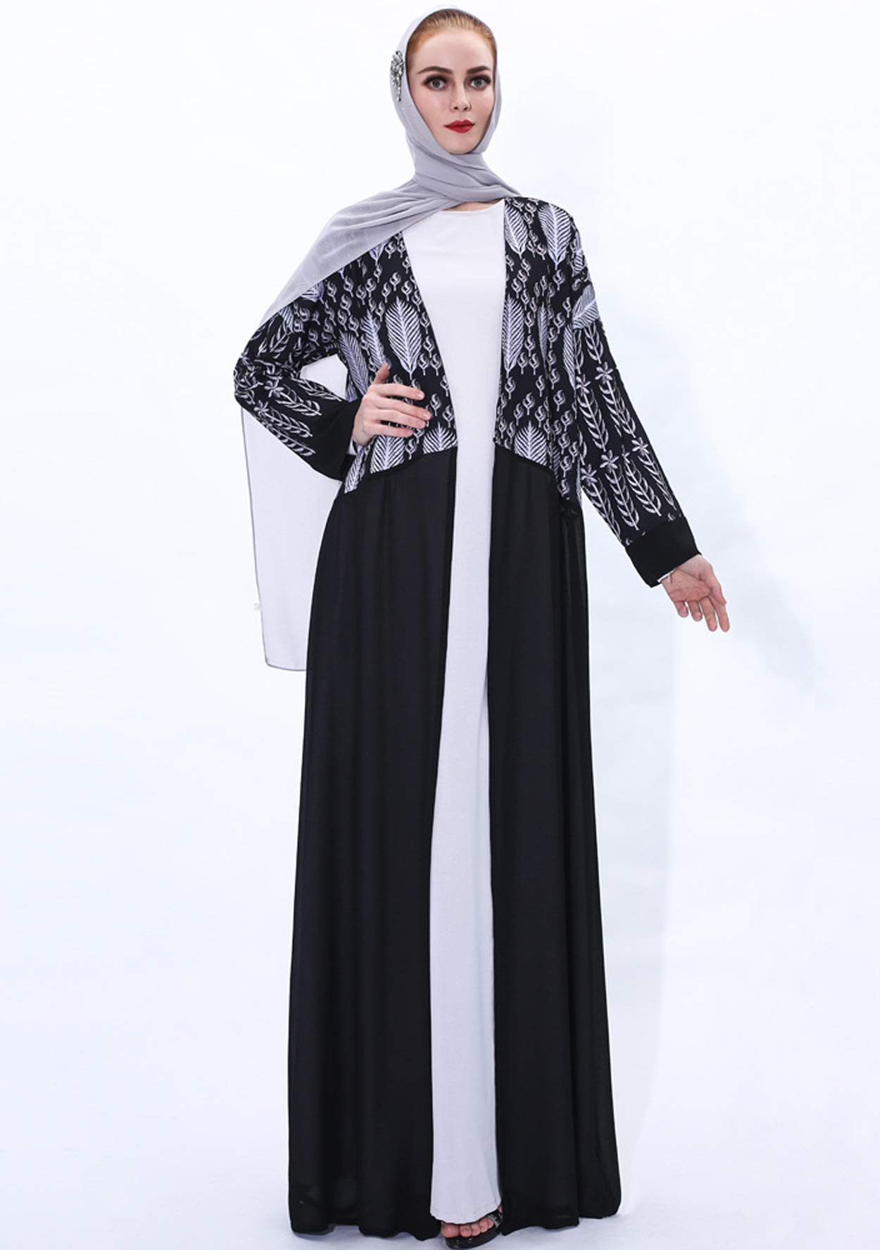 GladThink Women's Muslim Cardigan - Lightweight Chiffon Kimono with Elegant Stitching | Perfect for Prayer, Layering & Casual Wear