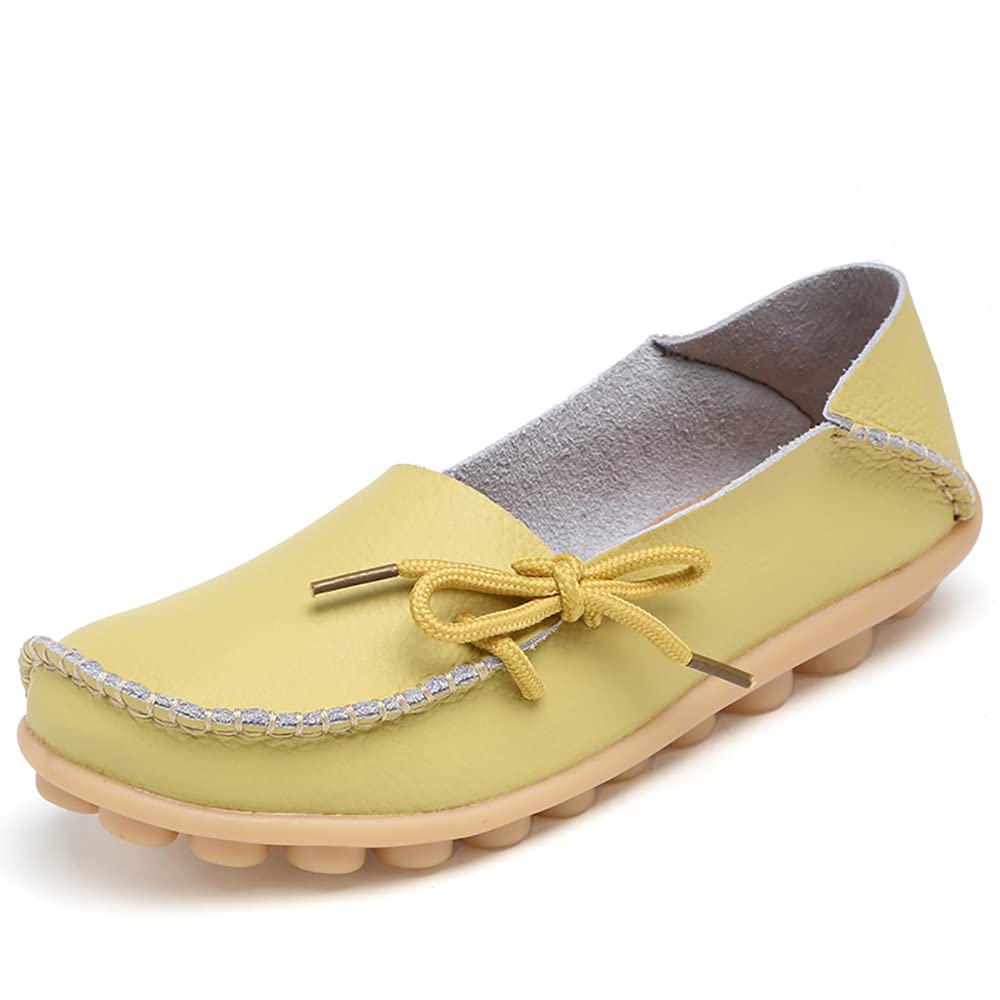 Women's Leather Slip-On Loafers - Comfortable Moccasin Shoes for Walking, Nursing, Driving & Casual Wear | Soft Flat Shoes for Work, Outdoor & Daily Use