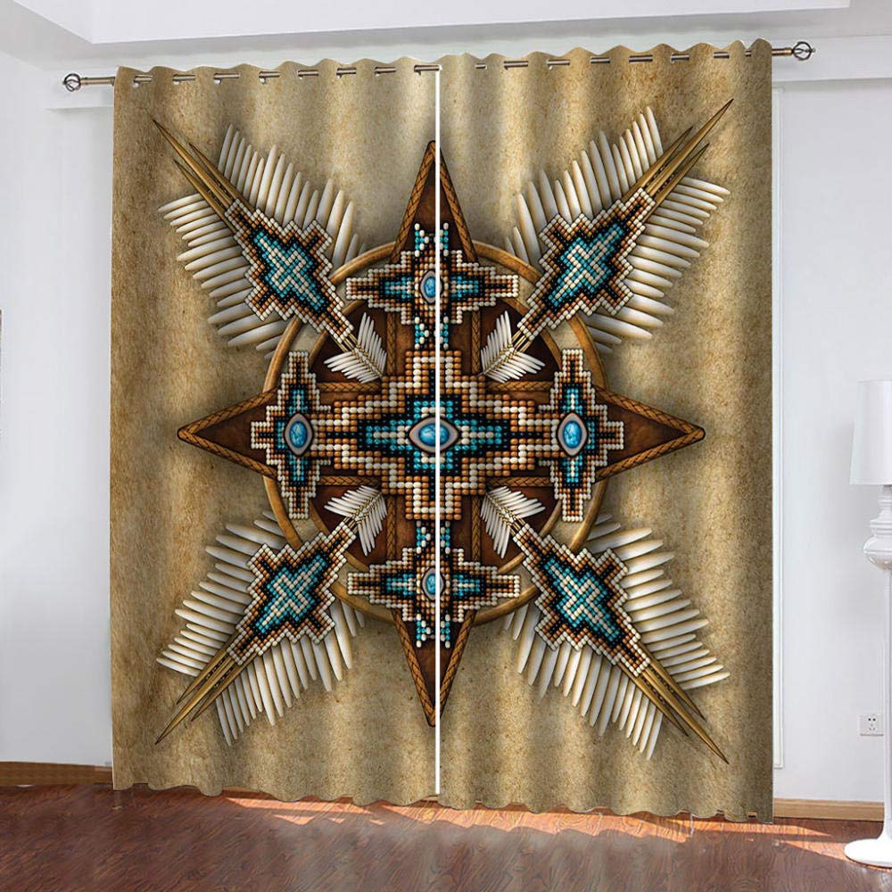 RGDFBG Thermal Insulated Blackout Curtains - Vintage Compass Design, 42x108 Inch, 100% Polyester, Super Soft (Set of 2 Panels) for Bedroom, Living Room & Kids Room - Energy Saving, Noise Reduction & Light Blocking for Better Sleep & Privacy