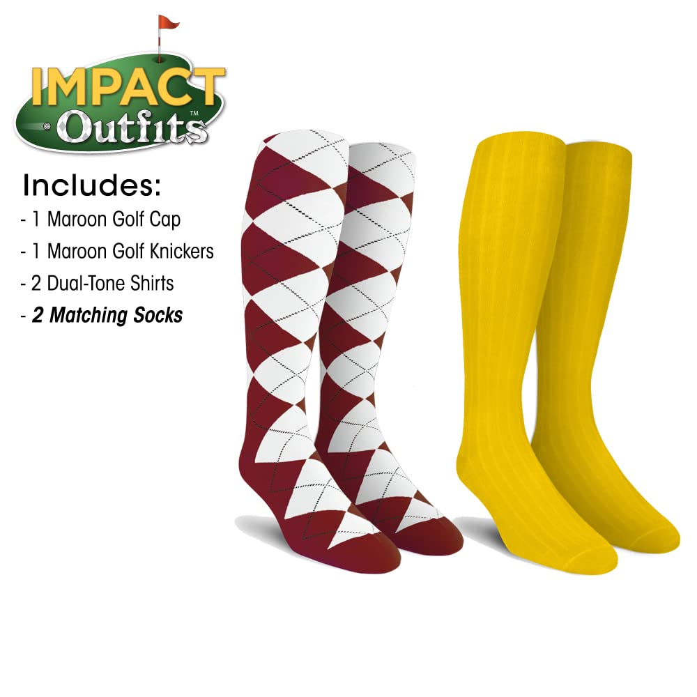 Premium Impact Golf Outfits for Men - Stylish Maroon Golf Shirts & Pants - Perfect for Golf Tournaments, Country Club Events & Casual Weekend Wear