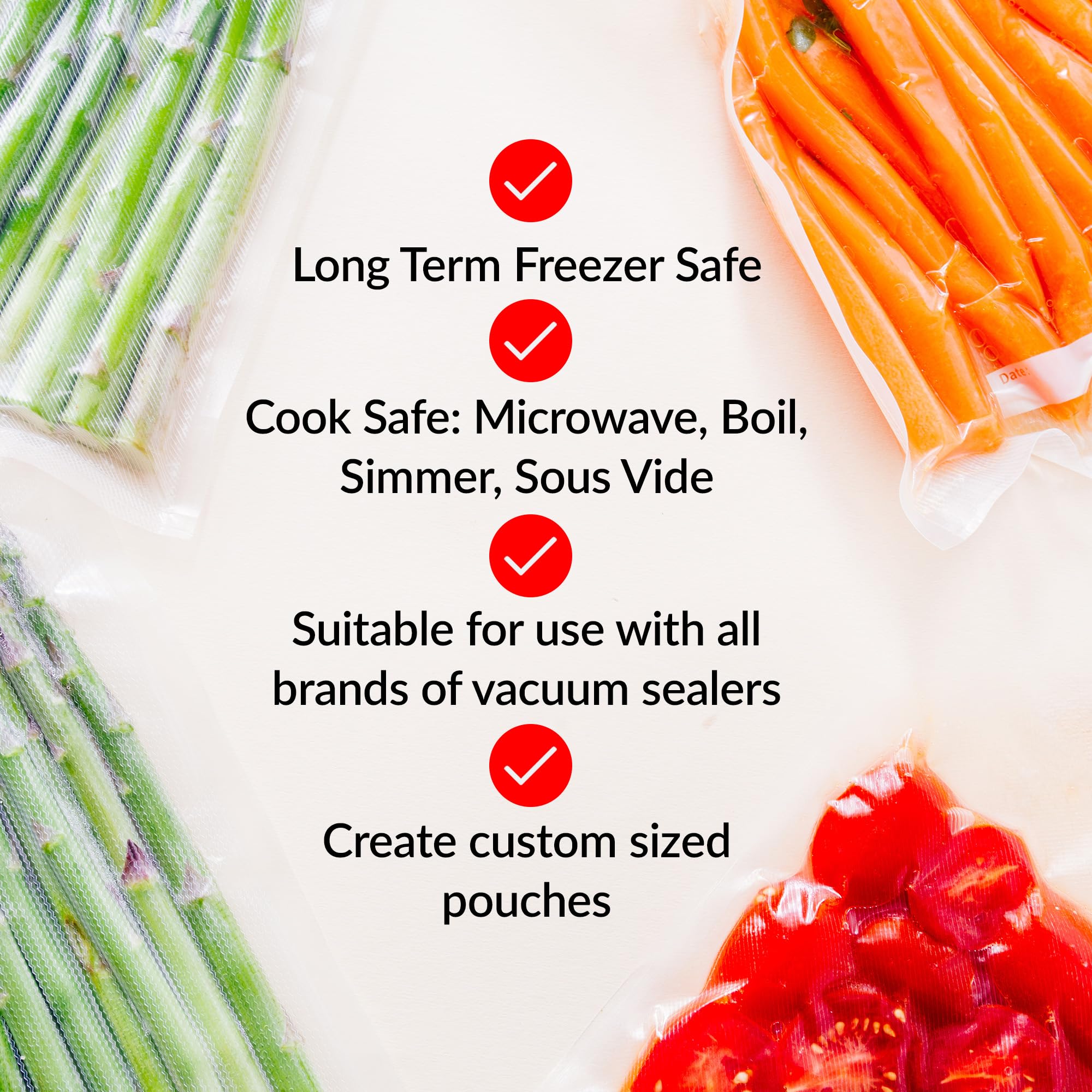 Premium Vacuum Sealer Bags - 100 Pack (20cm x 30cm) | Embossed Food Storage Bags for Sous Vide Cooking, Freezing & Meal Prep | Microwave Safe & Leakproof | Perfect for Home Kitchens & Commercial Use | SVT-06003