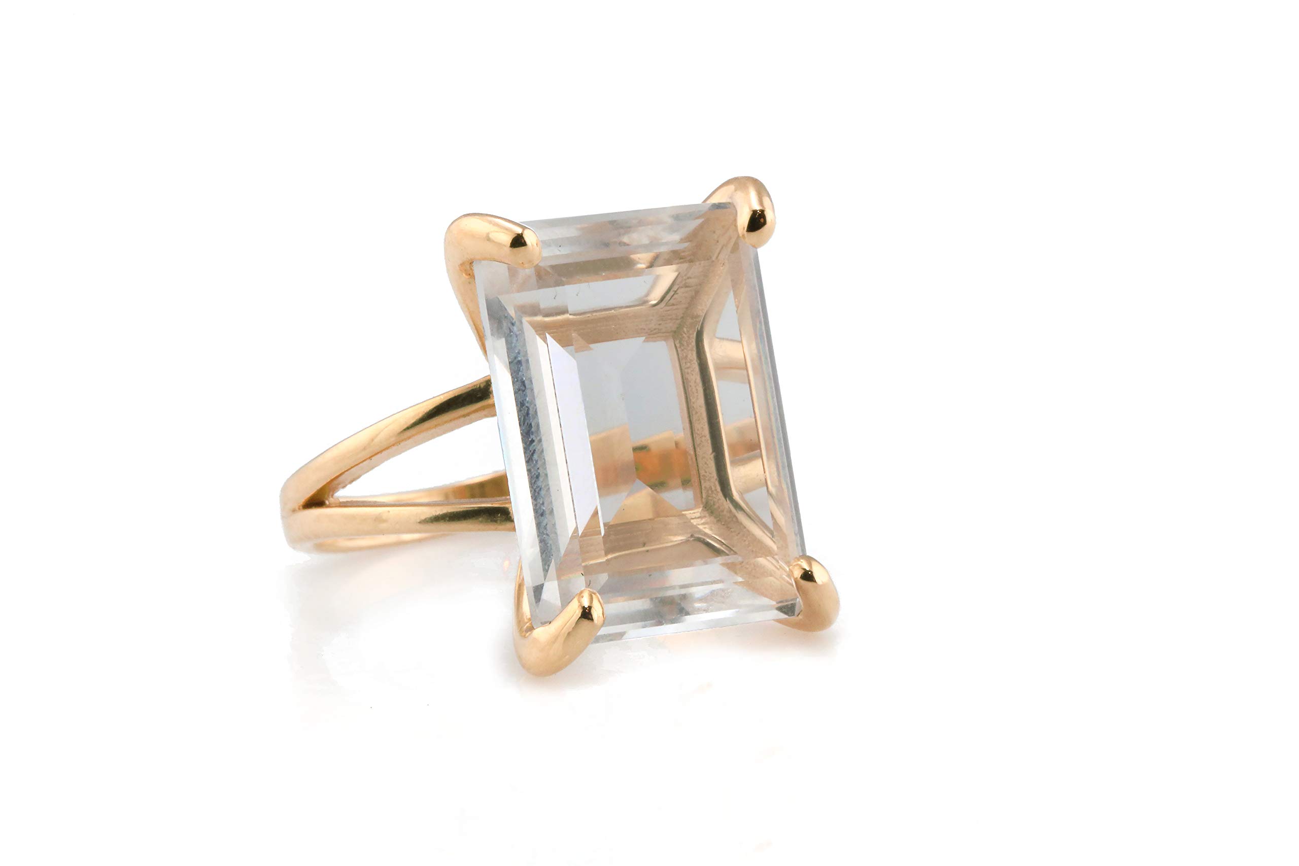 14K Rose Gold Clear Quartz Ring for Women - Natural Gemstone Engagement, Wedding & Anniversary Jewelry - Custom Fine Rings for Bridesmaid Gifts, Birthday & Christmas - Perfect for Everyday Wear, Date Nights & Special Occasions