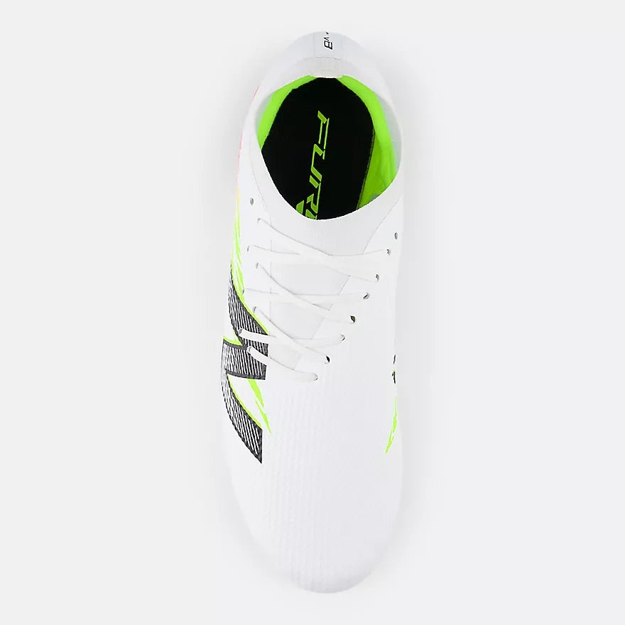 New Balance Furon Team FG V8 Football Boots - White/Energy Red/Hi Lite - Lightweight Soccer Cleats for Speed & Agility - Perfect for Competitive Matches & Training Sessions