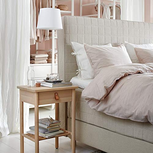 BJÖRKSNÄS Birch Bedside Table - 48x38 cm Durable & Easy Care Nightstand | Eco-Friendly Scandinavian Furniture for Bedroom, Living Room & Office