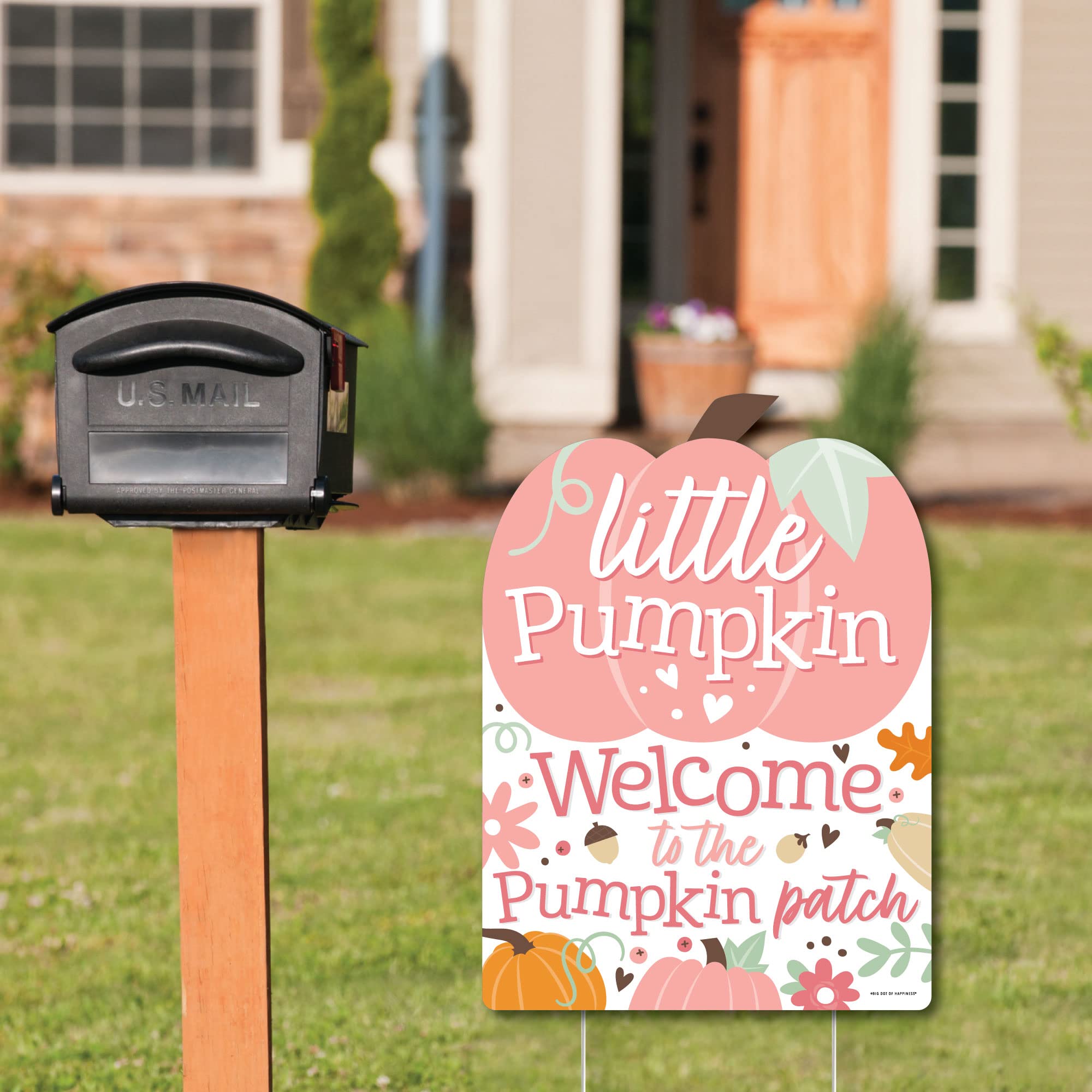 Big Dot of Happiness Girl Little Pumpkin Party Decorations - Fall Birthday Party, Baby Shower Welcome Yard Sign for Autumn Celebrations & Seasonal Home Decor