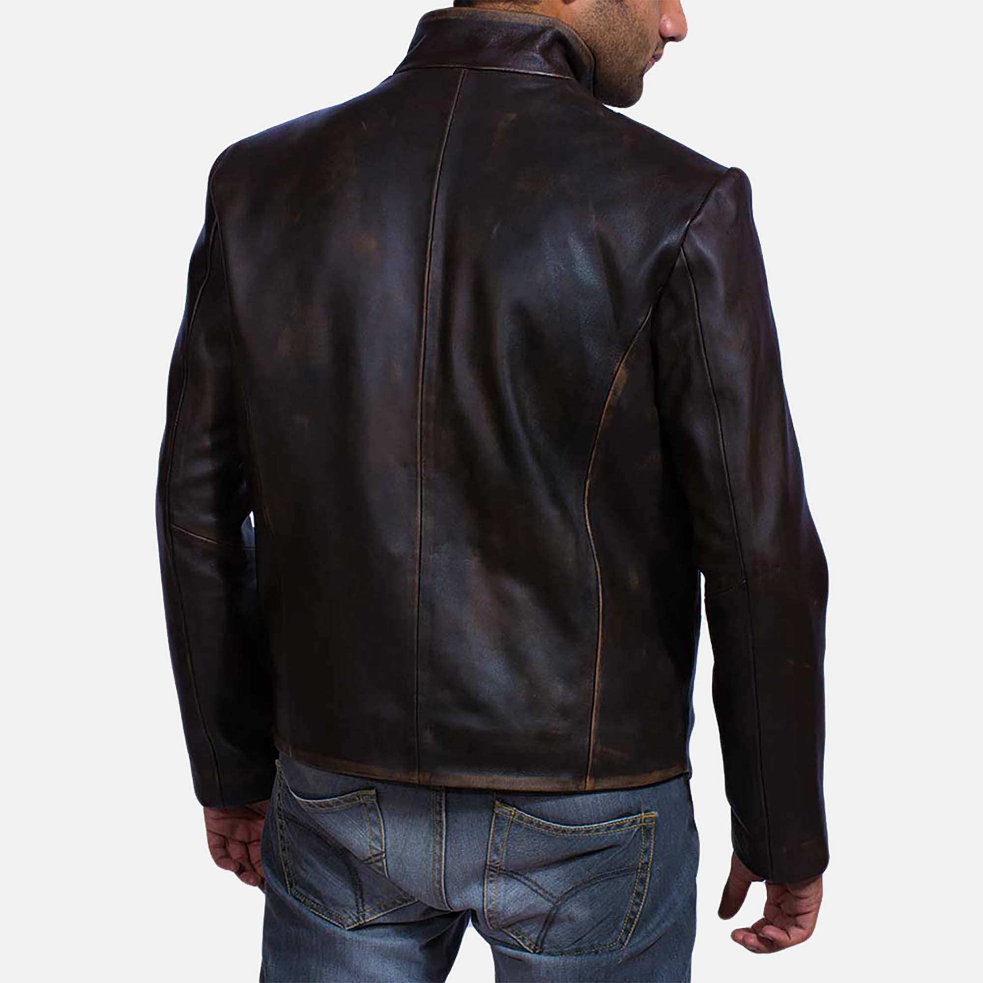 Drakeshire Men's Brown Leather Jacket | Genuine Goatskin Distressed Vintage Biker Jacket for Men | Motorcycle Riding, Casual Outfits & Winter Fashion