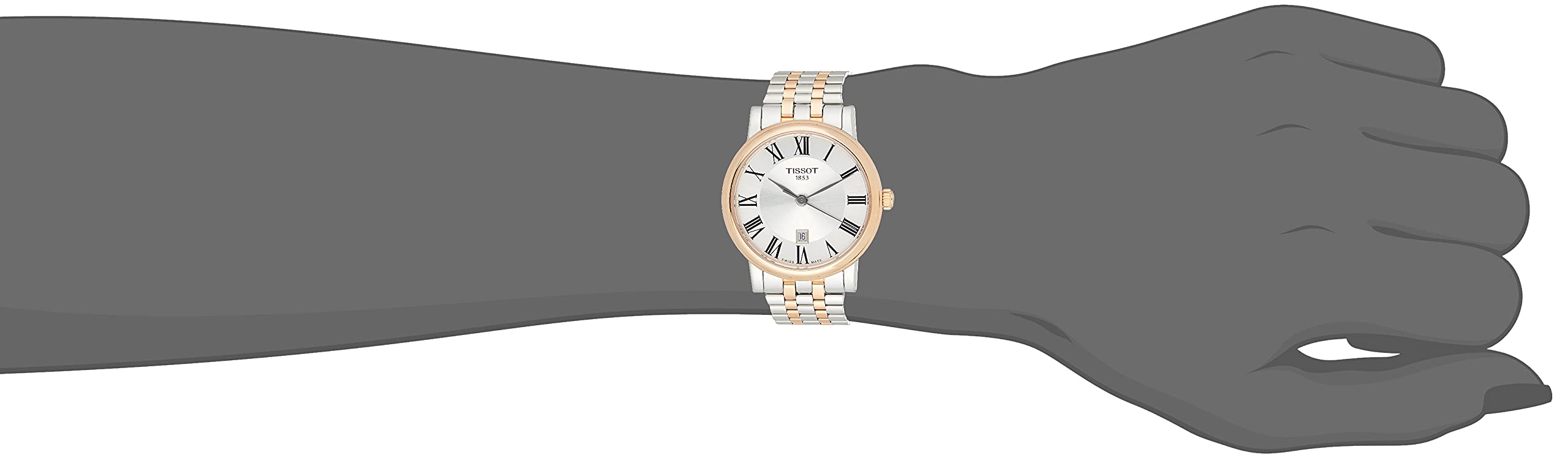 Tissot Carson Women's Stainless Steel Dress Watch - Grey & Rose Gold (T1222102203301) | Elegant Timepiece for Office, Parties & Special Occasions