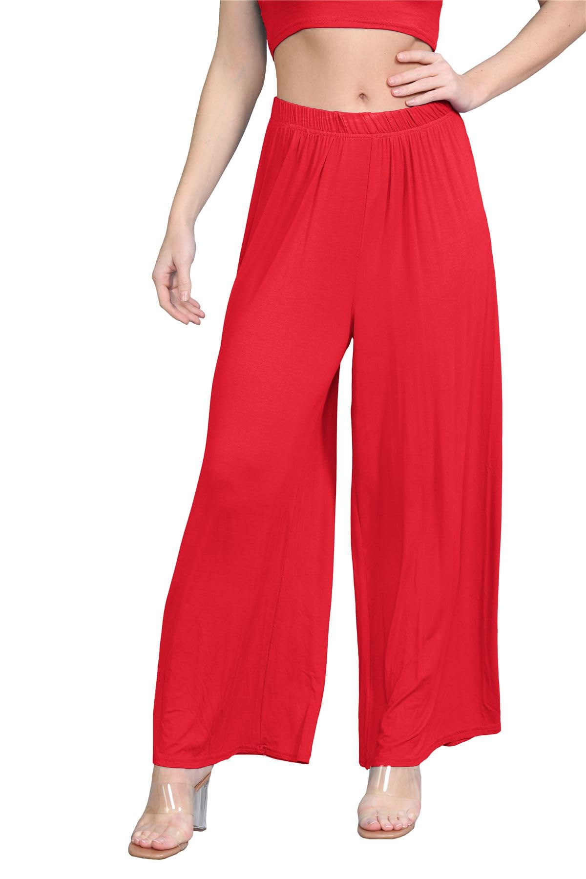 Janisramone® Women's High Waisted Wide Leg Palazzo Pants - Elegant & Versatile Flowy Trousers for Office, Travel & Casual Wear | Plus Size Options Available