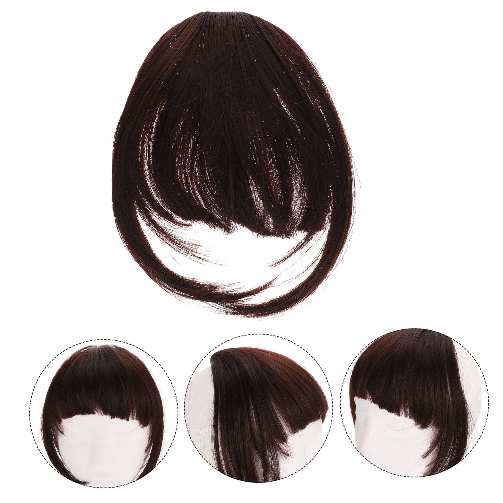 FRCOLOR 5pcs Clip-in Bangs Hair Extensions for Women - Adjustable Length Fake Hair Clips | Natural Looking Fringe Hairpieces for Everyday Wear & Cosplay