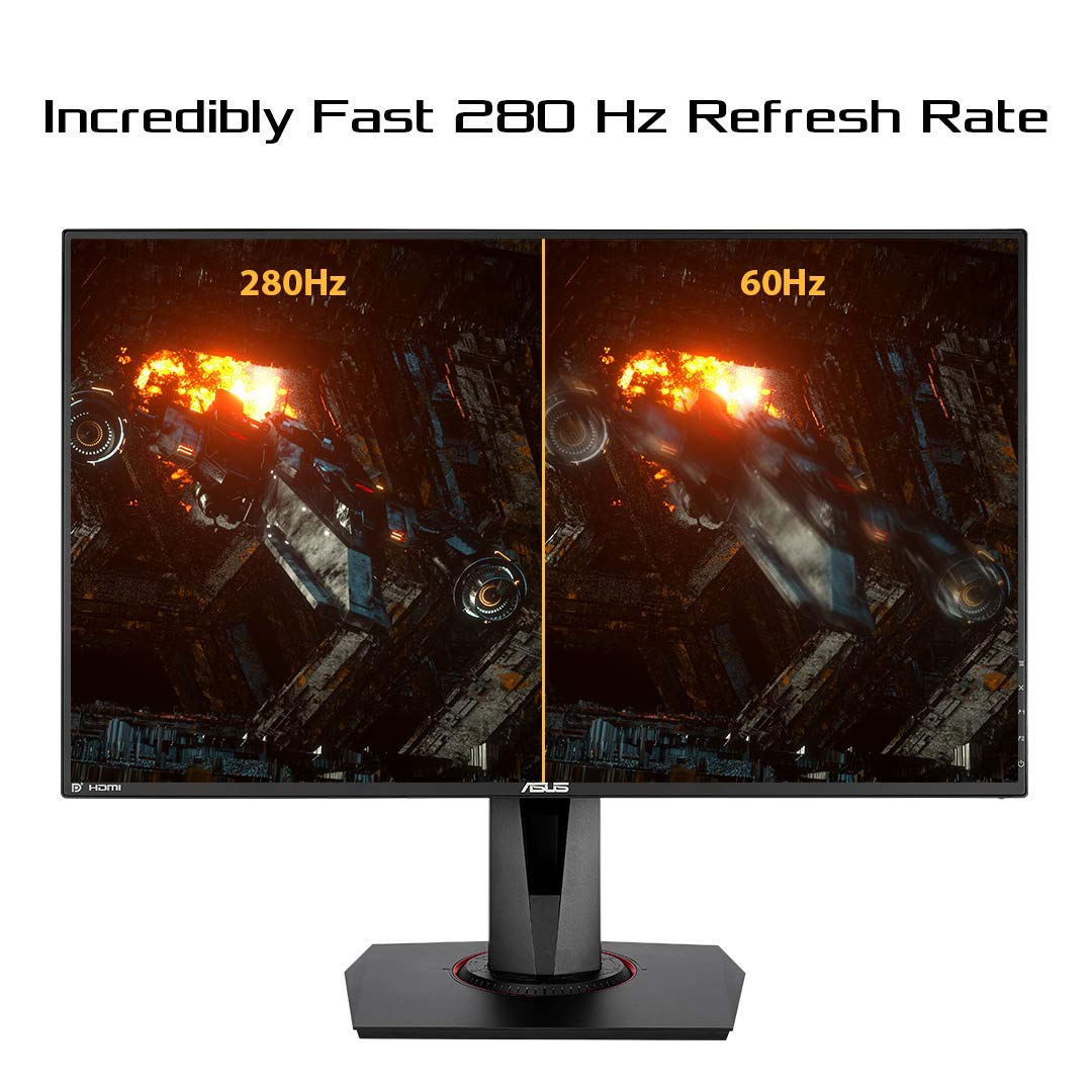 ASUS TUF Gaming VG279QM 27-inch HDR Gaming Monitor - Full HD 1080p (1920x1080), 280Hz Refresh Rate, 1ms Response Time, Fast IPS, G-SYNC Compatible, ELMB Sync, DisplayHDR 400 - Perfect for Competitive Esports, FPS Gaming & Immersive Entertainment (Black)