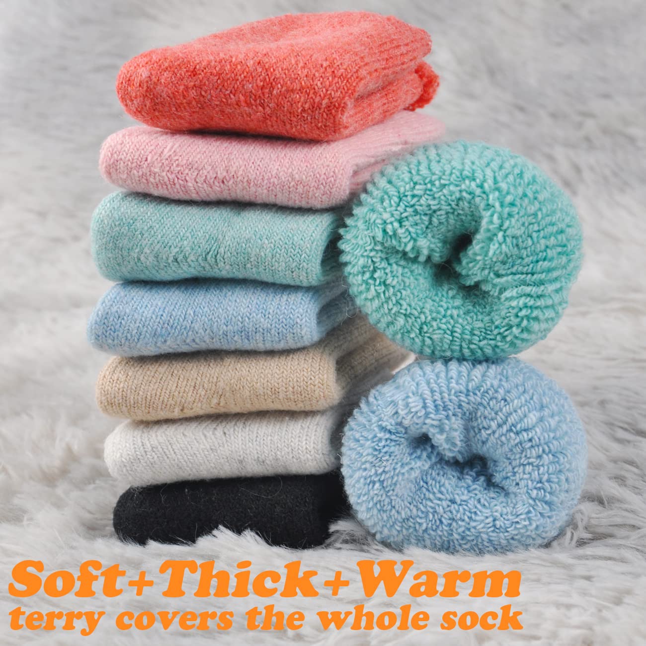 **Warm Baby Wool Socks for Toddlers - Thick Thermal Ankle & Crew Socks for Boys & Girls (3/5 Pairs) - Perfect for Winter, Boots & Indoor Cozy Comfort**