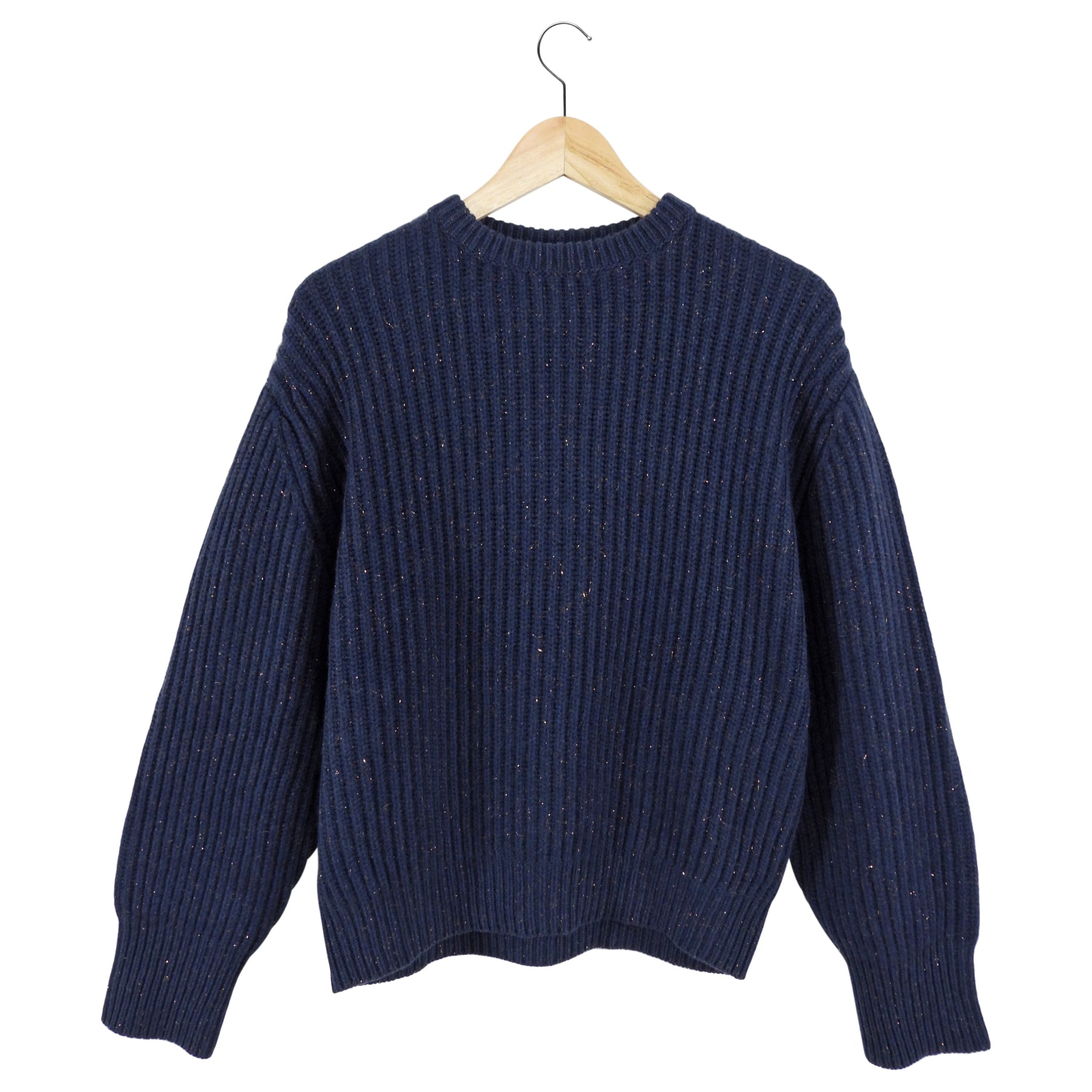 Brunello Cucinelli Navy Metallic Fleck Cashmere Pullover Sweater for Men - Luxury Italian Cashmere Knitwear for Winter & Fall - Perfect for Office, Travel & Special Occasions